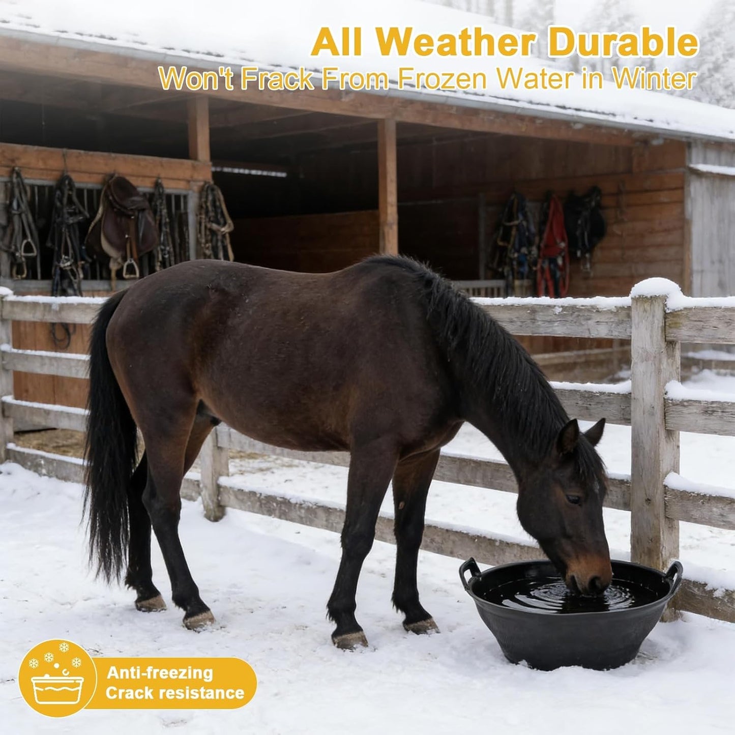 6Pcs Rubber Feed Pan with Handle, 3 Gallon / 12 Quart Rubber Feed Pan Utility Horse Feed Bucket for Cats Dogs Goats Chicken Dust Bath Container Animal Feeding Watering Bowl