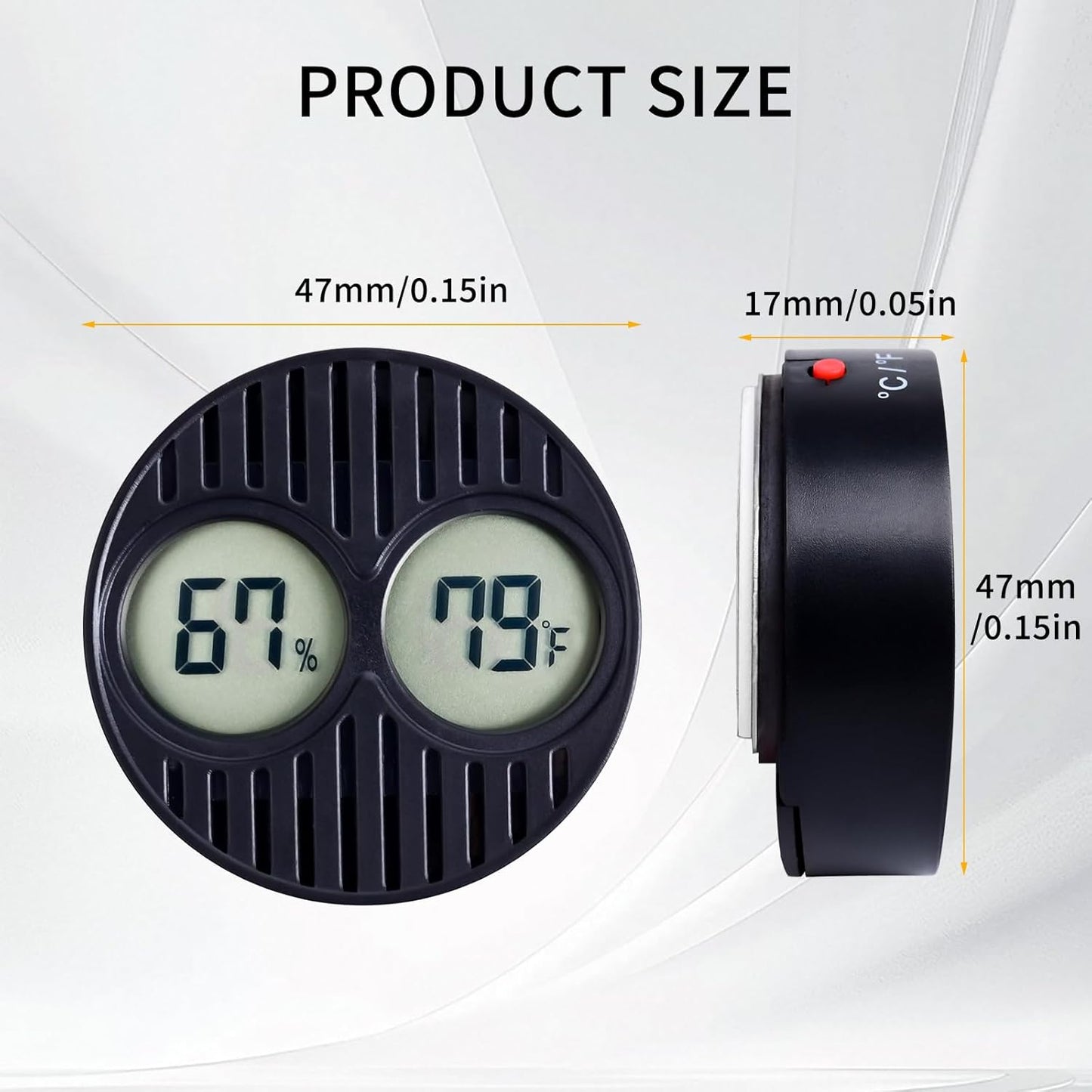 CIGAROL Mini Digital Hygrometer & Thermometer for Humidors — Indoor/Outdoor Temperature & Humidity Gauge for Greenhouse, Incubator, Reptile Terrarium & Jars, °F/°C(Pack of 1)