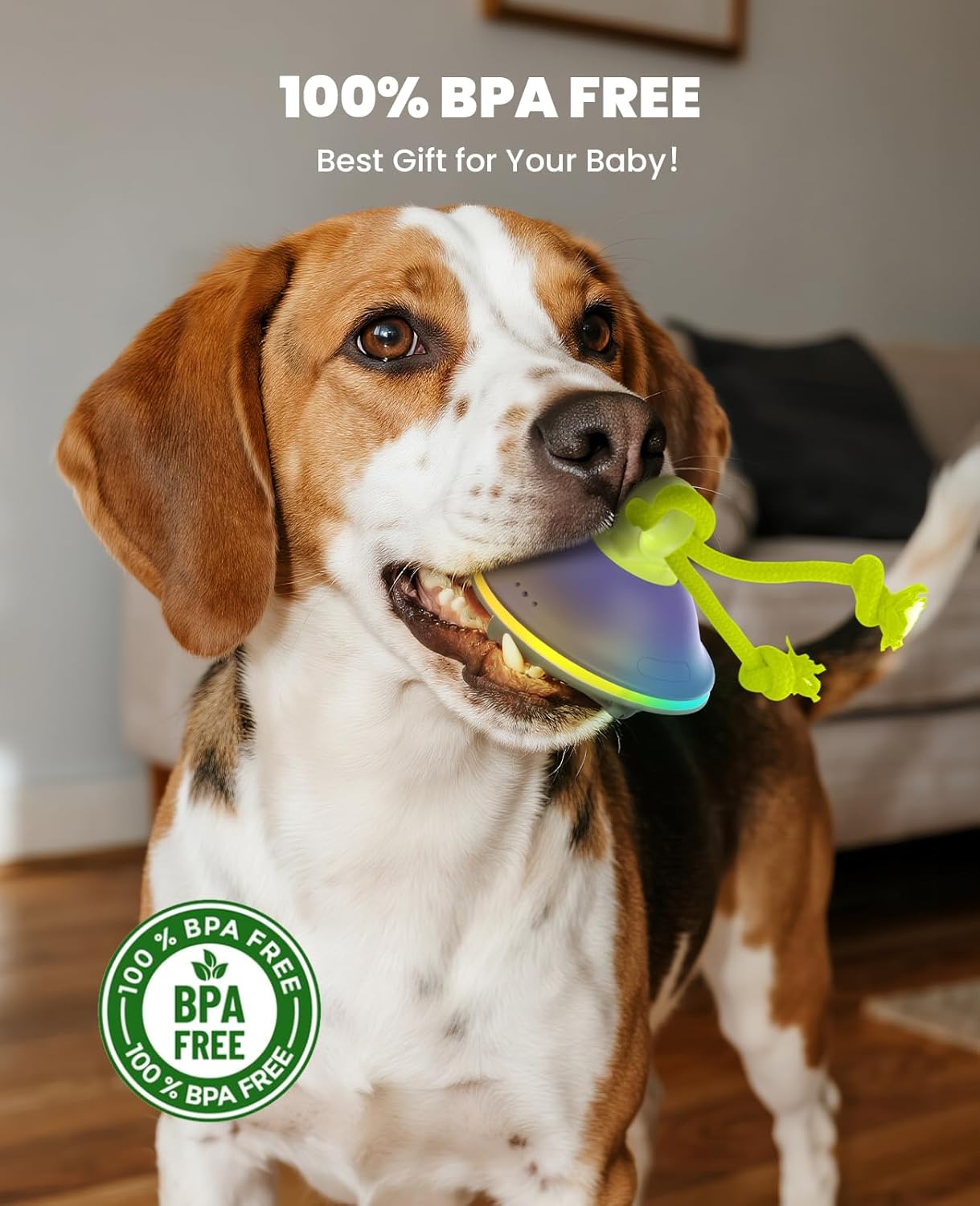 Smart Interactive Dog Toys, Automatic Moving and Rolling Dogs Ball with Rope, Motion-Activated Squeaky Ball for Small Medium Dogs for Boredom, RGB Lights, stimulating Sound, Voice Recording