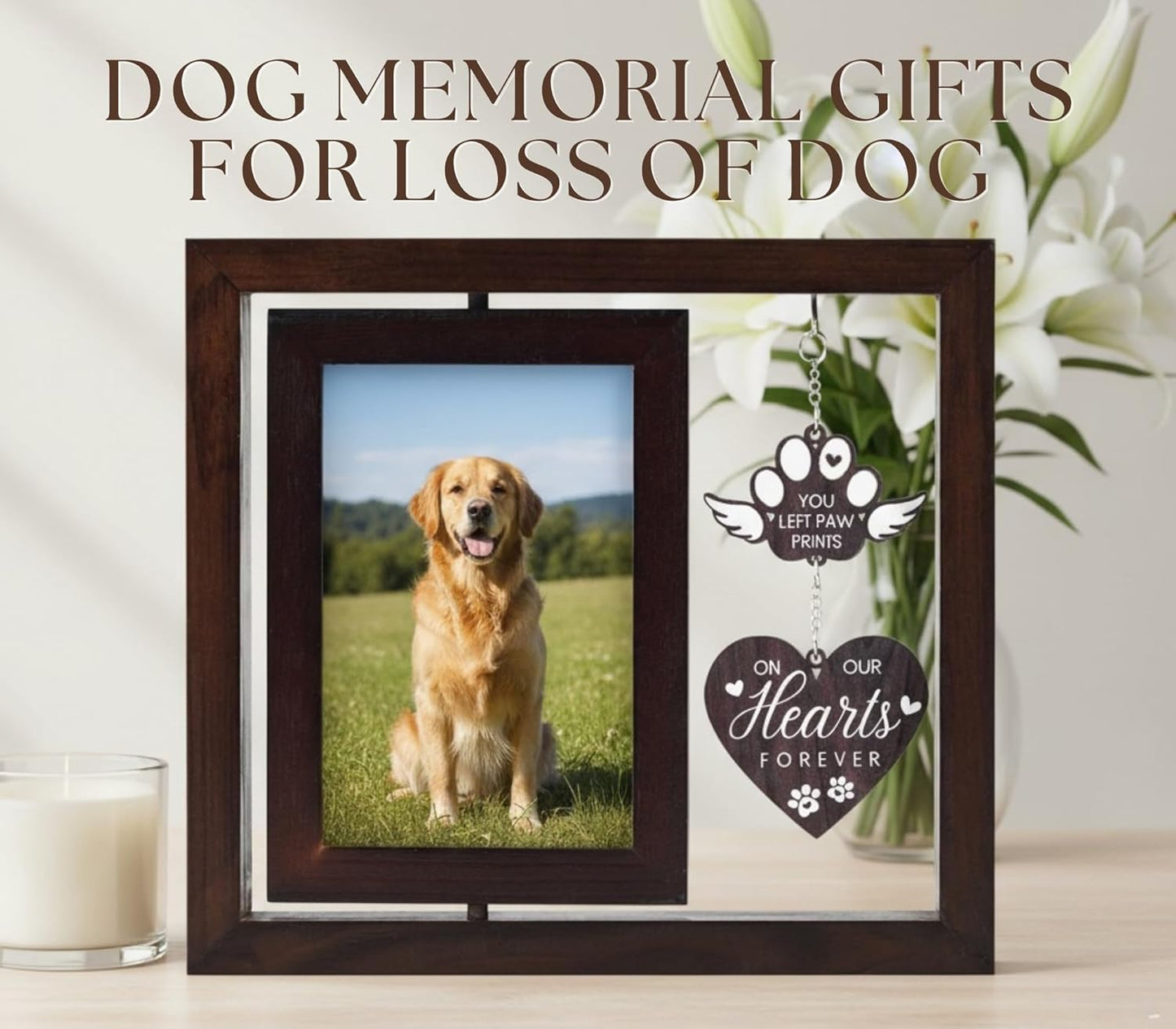 InnoBeta Dog Memorial Gifts for Loss of Dog, Pet Picture Frame, 4x6, You Left Paw Prints, Tabletop