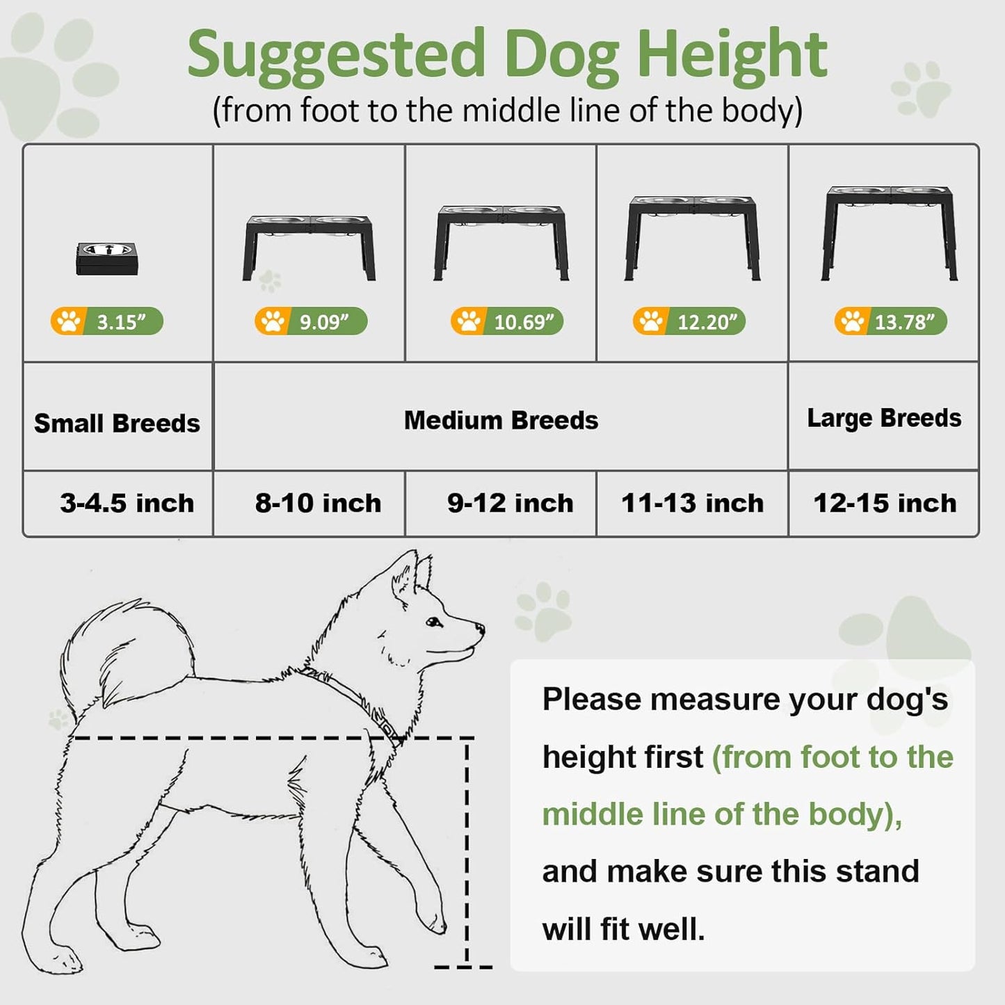 XIAZ Elevated Dog Bowls Large Breed Raised Dogs Bowl Stand Large/Medium Sized Dog 1L Food Water Bowl Stands 5 Heights Adjustable 9/11/12/14in Black Pet Feeder Dish Station