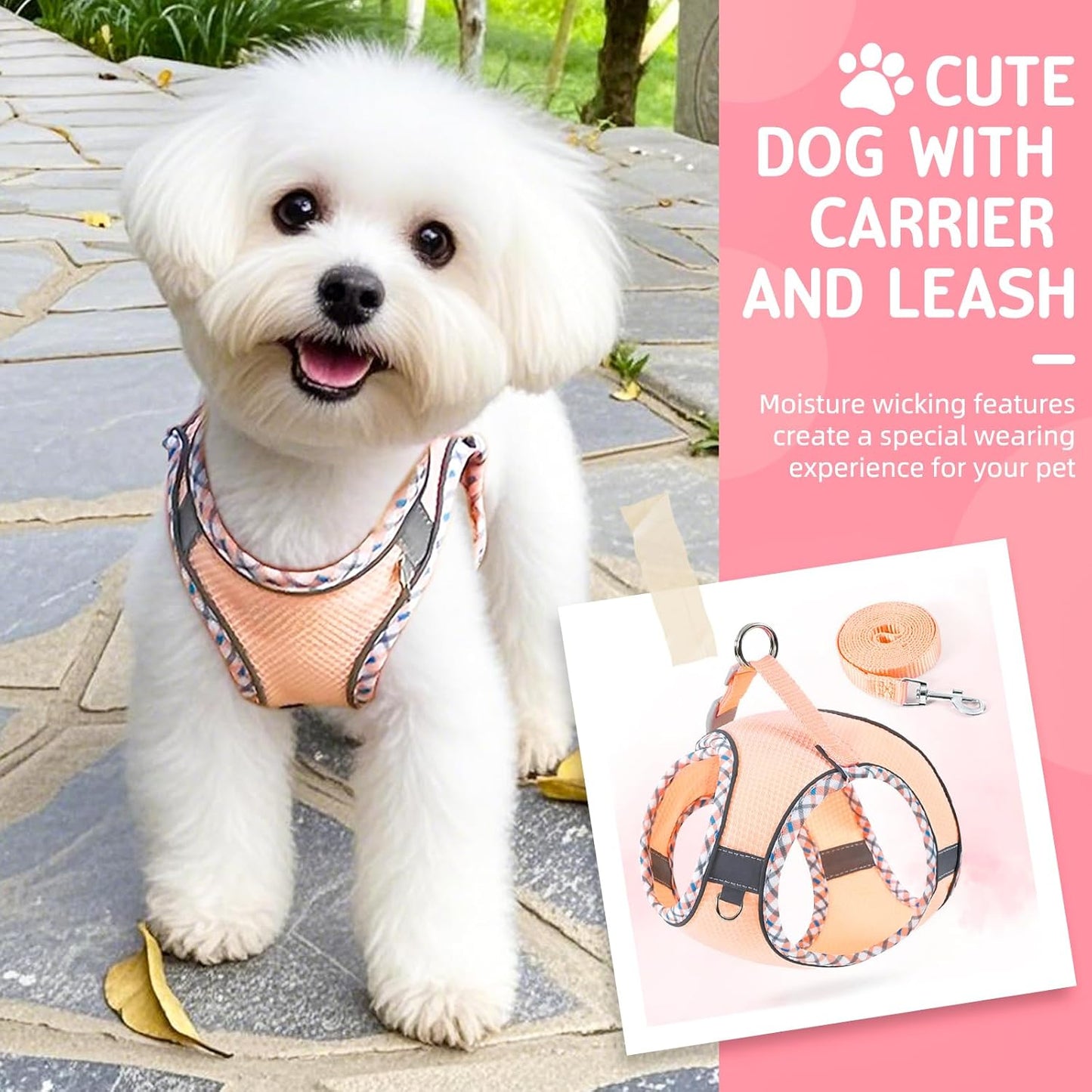 Cat Harness and Leash Set - Breathable Mesh Vest with Reflective Strips, Escape-Proof Harness with No-Choke Design Secure Lock Buckles for Kittens or Puppies, XXS Pink(Fits 1-4 lbs Kittens)