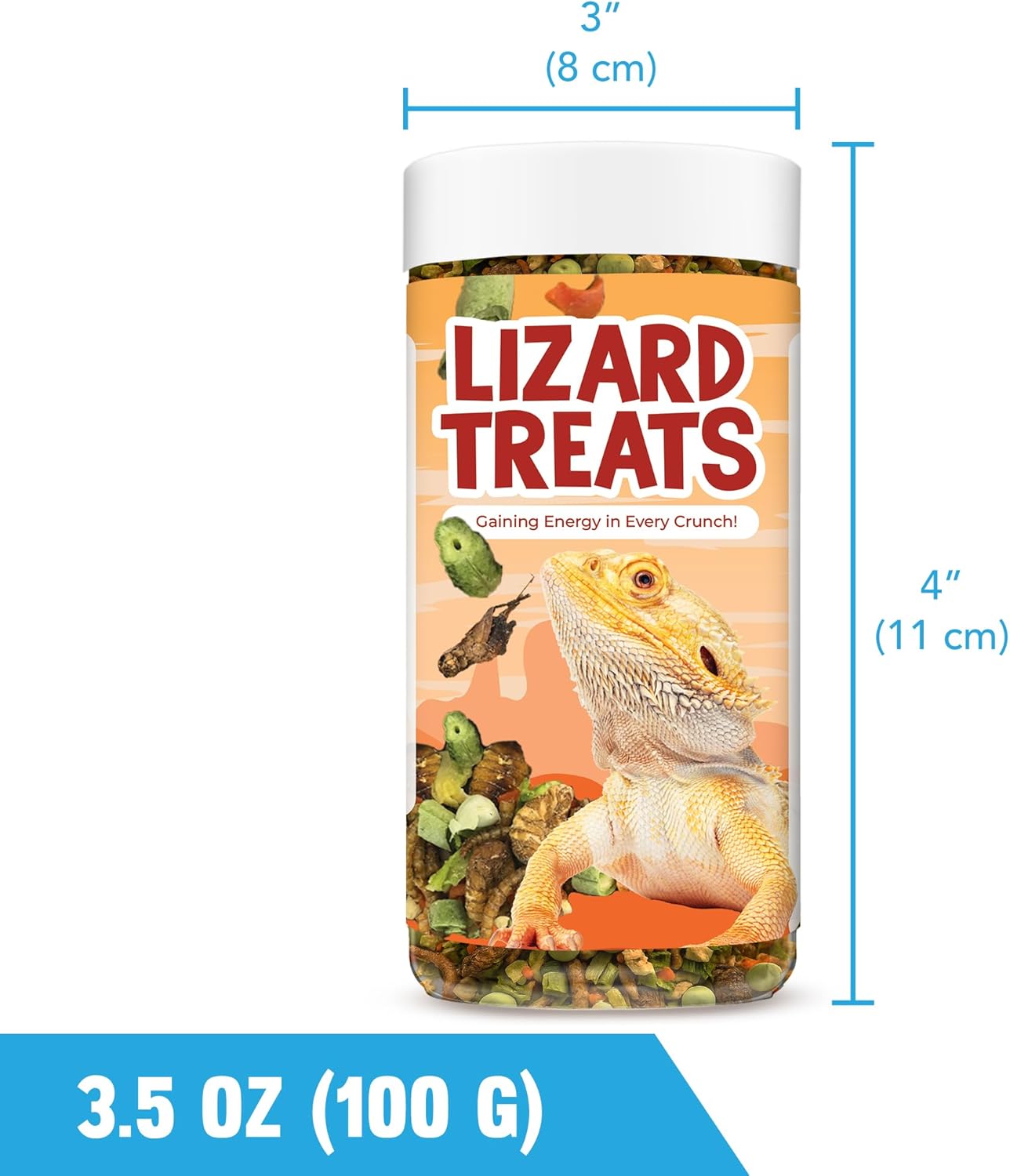 JOR Bearded Dragon Fruit & Insect Mix, Sun-Dried Vegetables, Freeze-Dried Bananas, Crickets, Mealworms & Calcium-Enriched Silkworms, Tasty Balanced Meal for Turtles, 3.5 oz