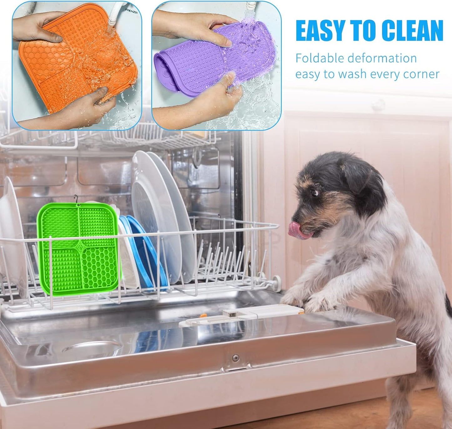 Lick Mat for Dogs, Premium Lick Pad with Suction Cups for Dog Anxiety Relief, Slow Feeder Dog Bowls, Bathing, Grooming and Training.