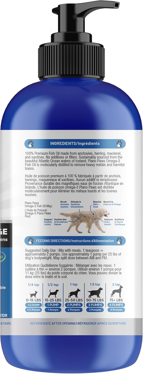 Omega 3 Fish Oil for Dogs - Better Than Salmon Oil - Dog Fish Oil Supplement to Reduce Shedding & Itching - Supports Joints, Brain, and Heart Health - Skin and Coat Supplement - Liquid Fish Oil