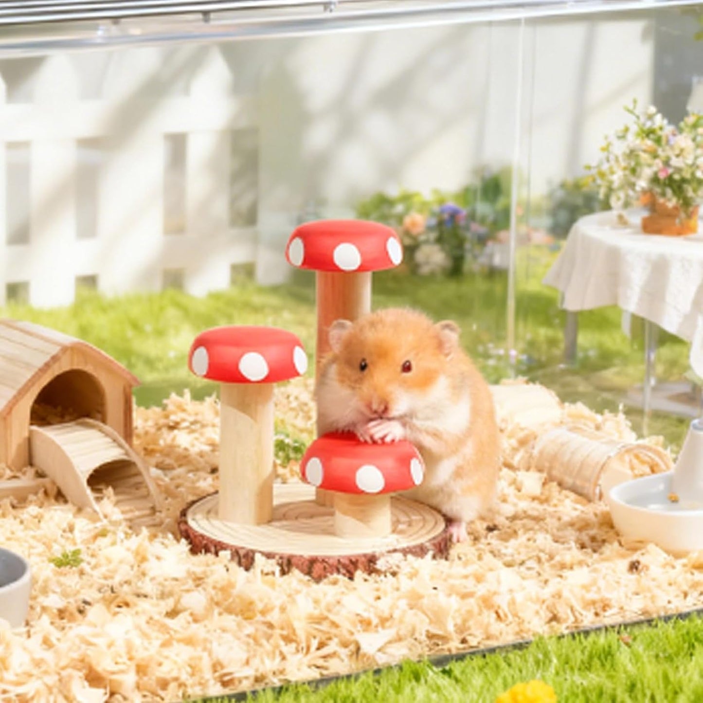 Mini&Moe Hamster Climbing Toys Wooden Stairs Small Animal Cage Accessories Enrichment Toys for Rat, Gerbil, Ferret, Chinchilla, Guinea Pig