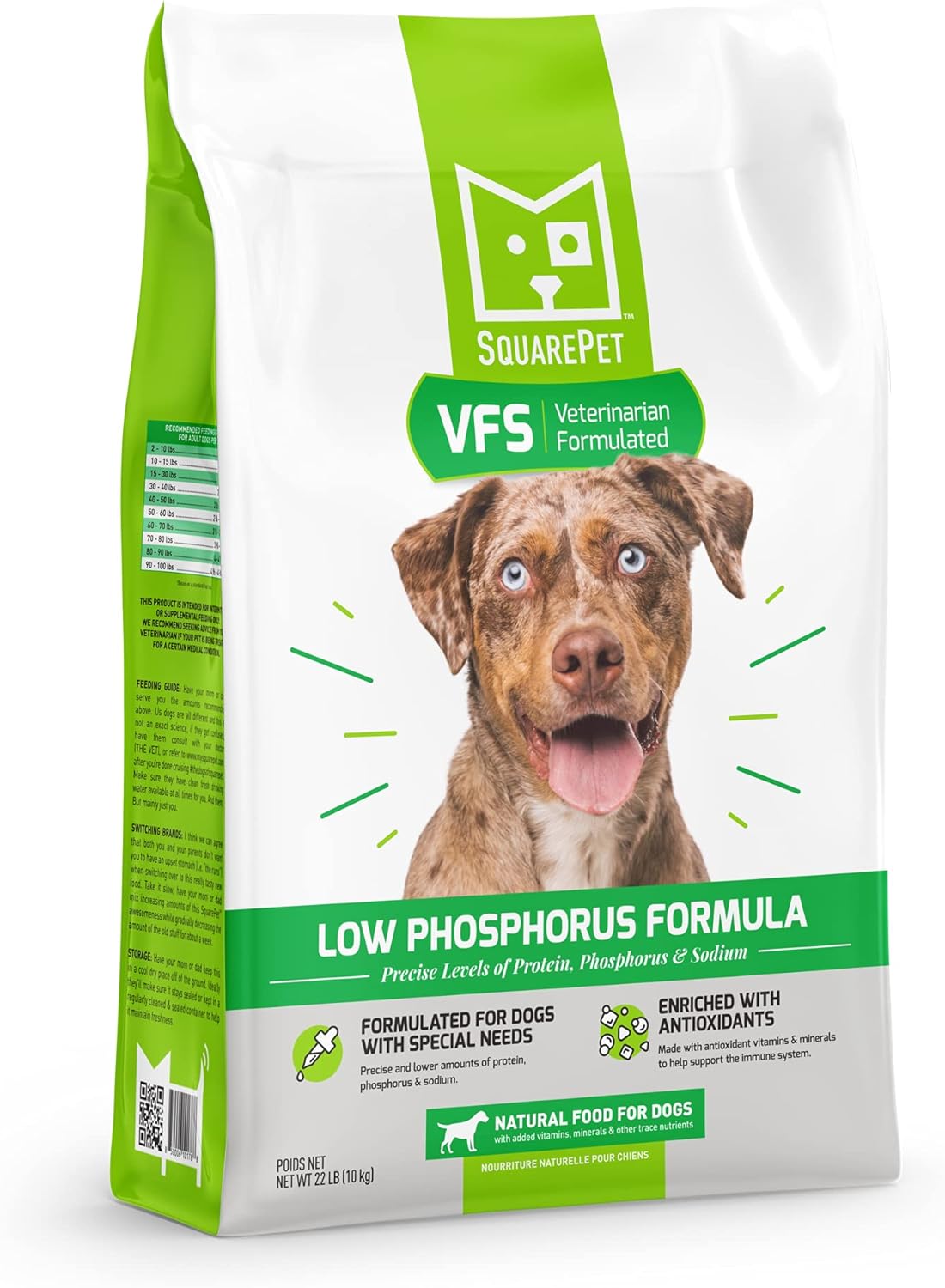 SquarePet VFS Low Phosphorus Formula Special Needs Dry Dog Food Made with Cage Free Turkey and Whole Eggs 22lb