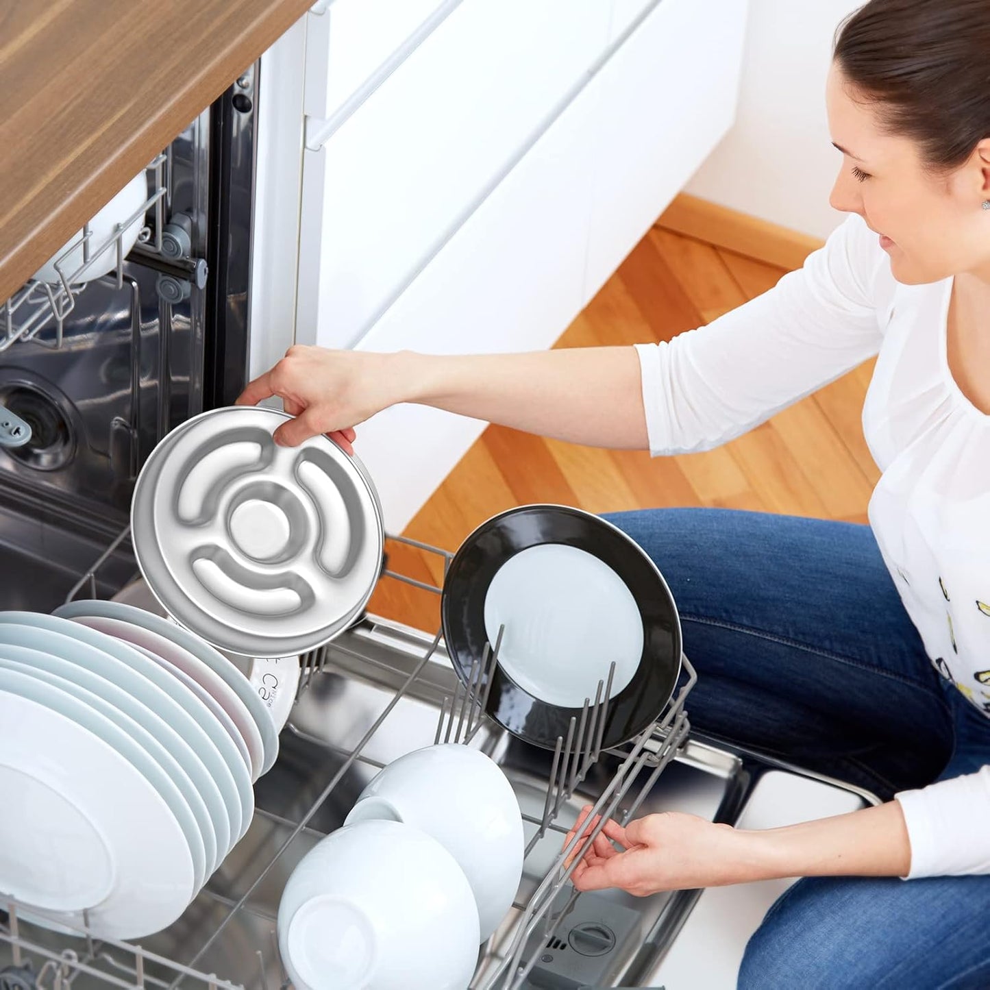 Slow Feeder Dog Bowl Stainless Steel, 2 Cups Metal Non-Slip Dog Food Bowls, Dogs Water Bowl for Small & Medium Sized Dogs, Fun Bloat Stop Pet Bowl for Fast Eaters, Slows Down Pets Eating