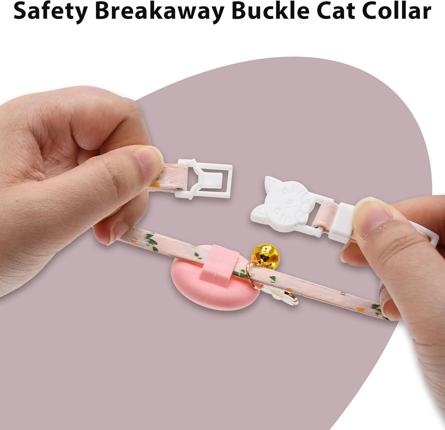 AIITLE Airtag Cat Collar - Detachable Safety Buckle, Comfort-Fit Adjustable Collar for Holidays/Camping (Pink)