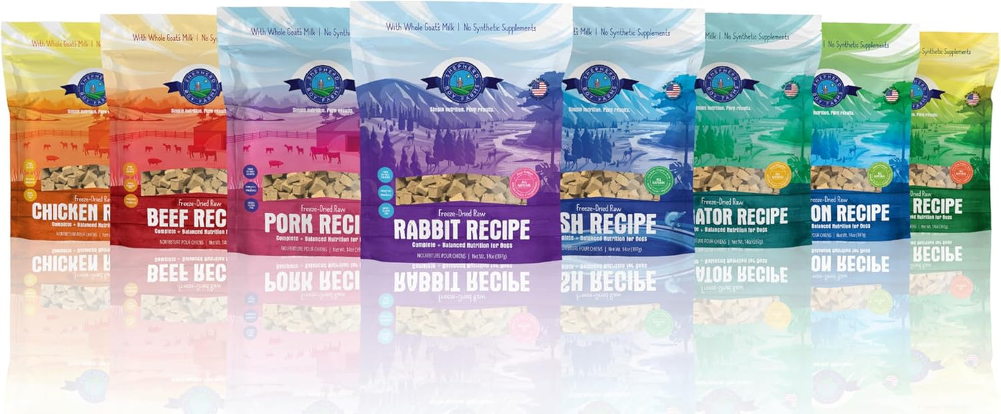 Shepherd Boy Farms Freeze Dried Raw Dog Food, Pork Recipe, All Natural, No Synthetics, Made in USA with Goat's Milk & Organic Produce, High Protein, Complete Meal (48oz)