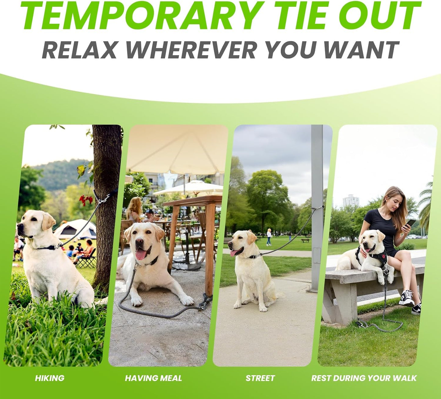 Black 8-in-1 Multifunctional Hands Free Reflective Rope Dog Leash for Medium Large Dogs-8ft Adjustable Heavy Duty Nylon Slip Lead with Double Ended Waist & Crossbody for Tie Out Training & Running