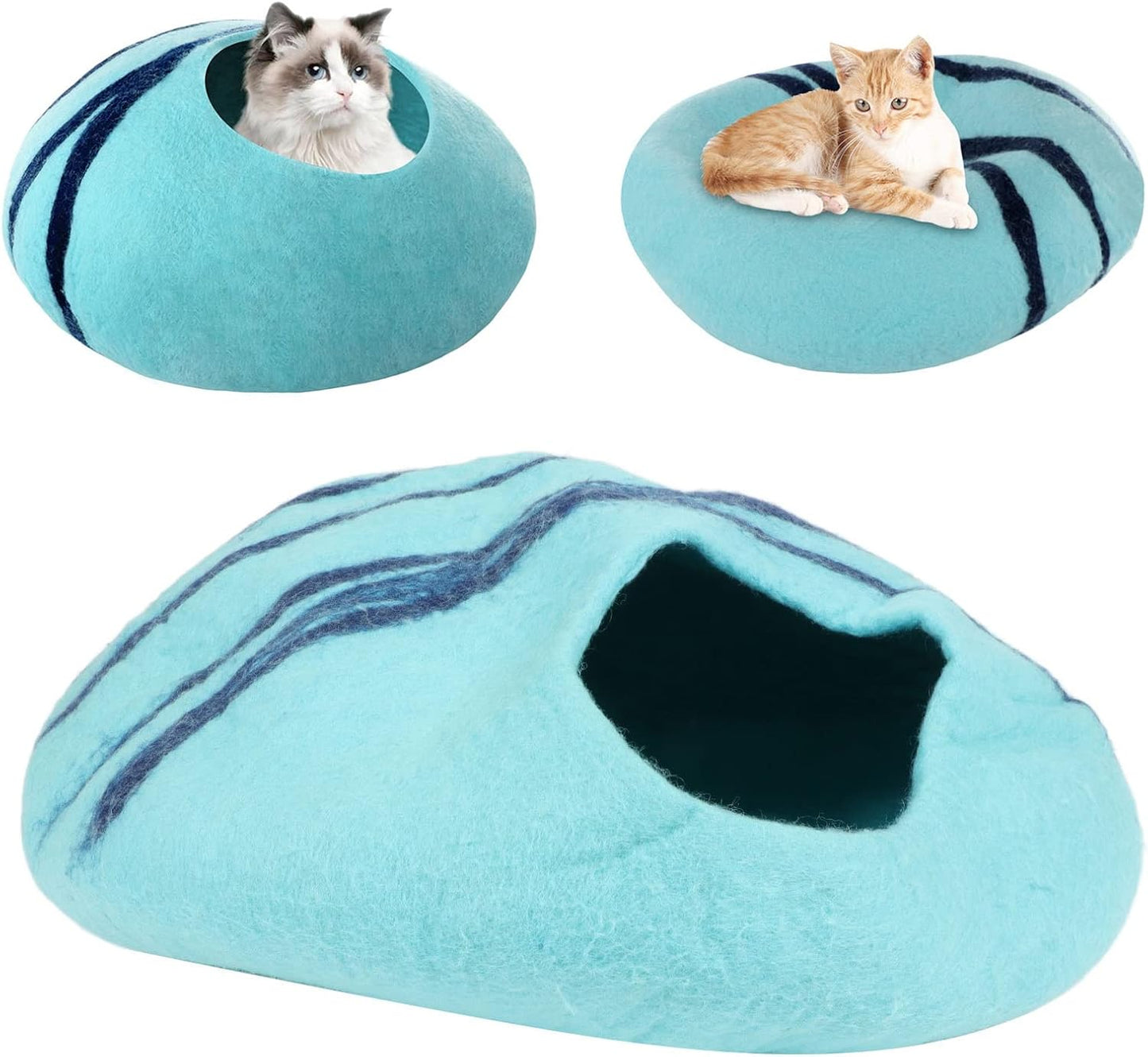 Cat Cave,Premium Felt Cat Bed for Indoor,Cave Bed Artificial Wool Comfortable Warm Hideout Pet Kitten Dome for Indoor