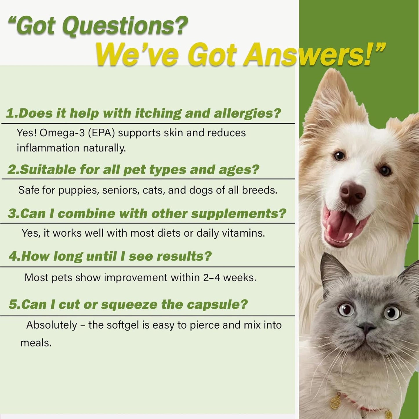 Dog Fish Oil Capsules for Large Breeds – No Spill, No Fishy Smell Softgels – Omega-3 EPA & DHA for Skin, Coat, Joints & Shedding Support