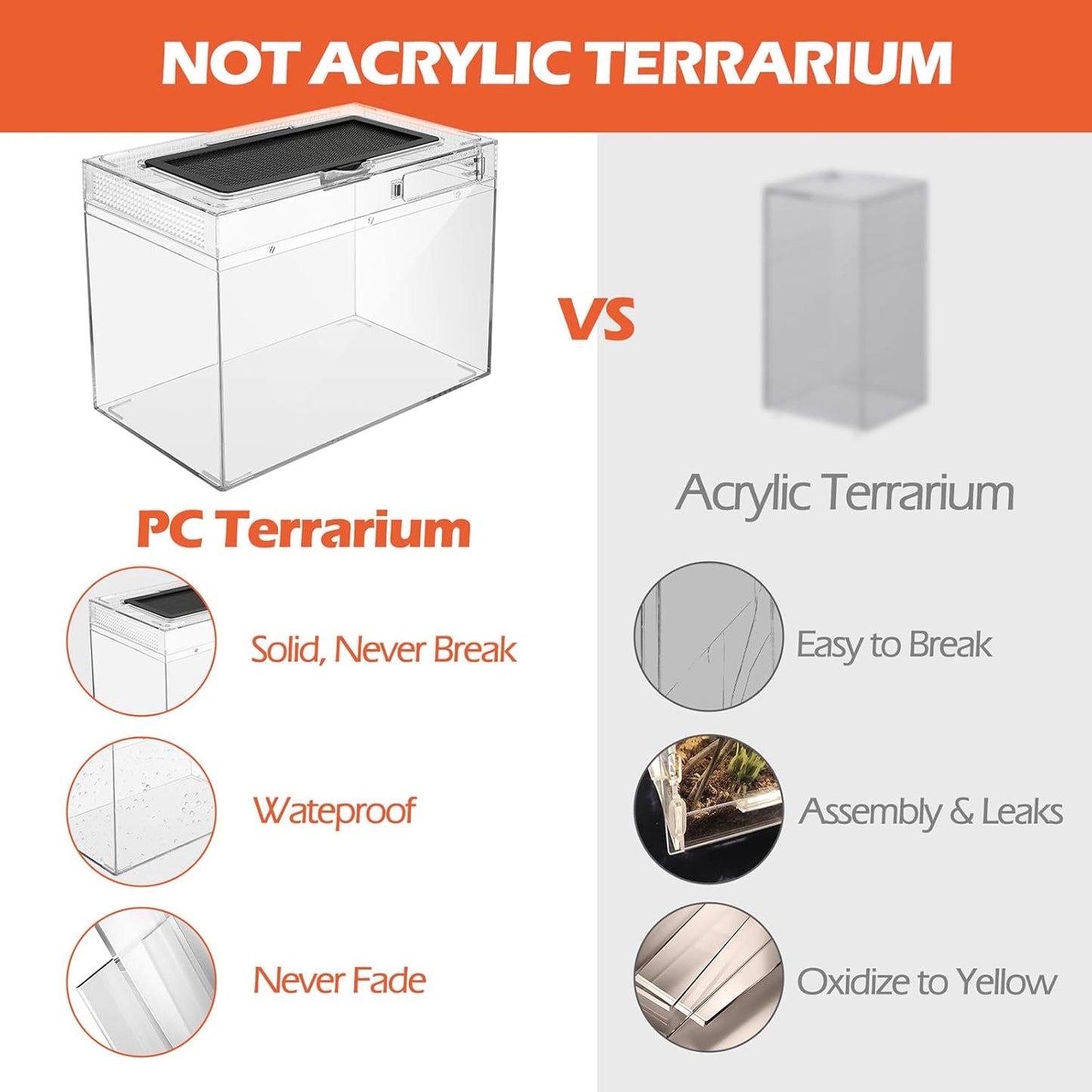 AZV Habitat Terrarium Enclosure Small and Reptile PC Tank Terrarium Amphibian Turtle Tank Starter Kit Habitat Enclosure Cage 7x11x5 inch