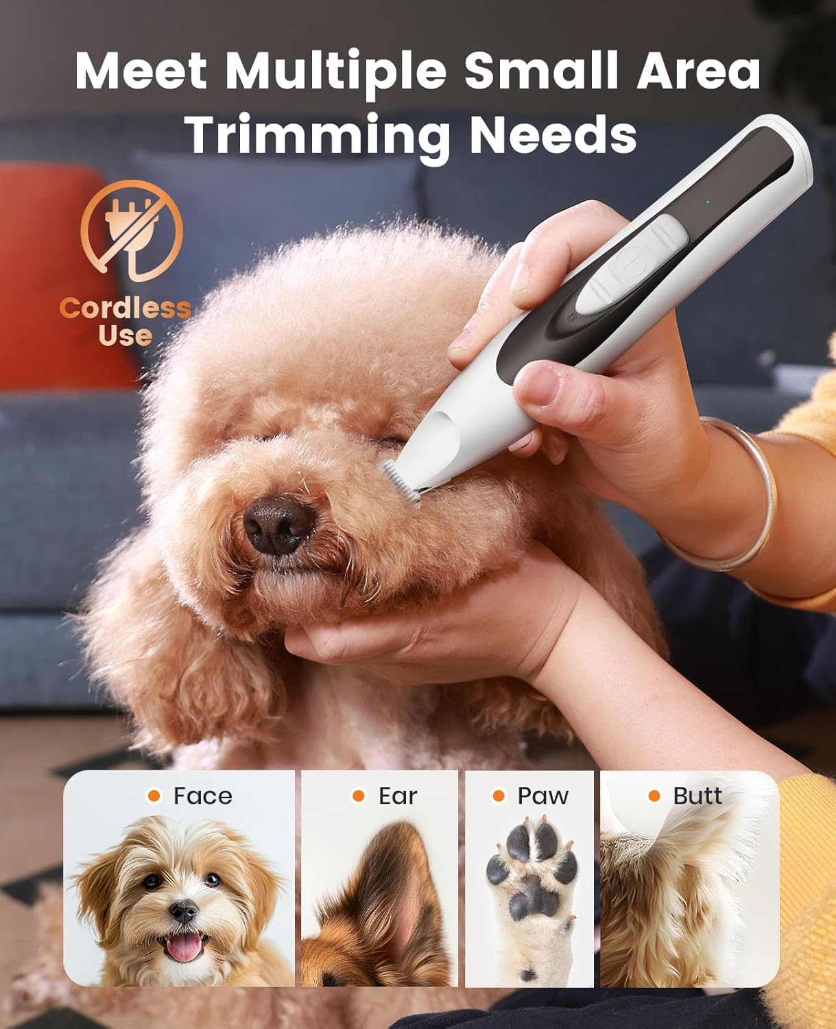 oneisall Quiet Cat Clippers for Matted & Long Hair, Low-Noise Dog Paw Trimmer with LED Light