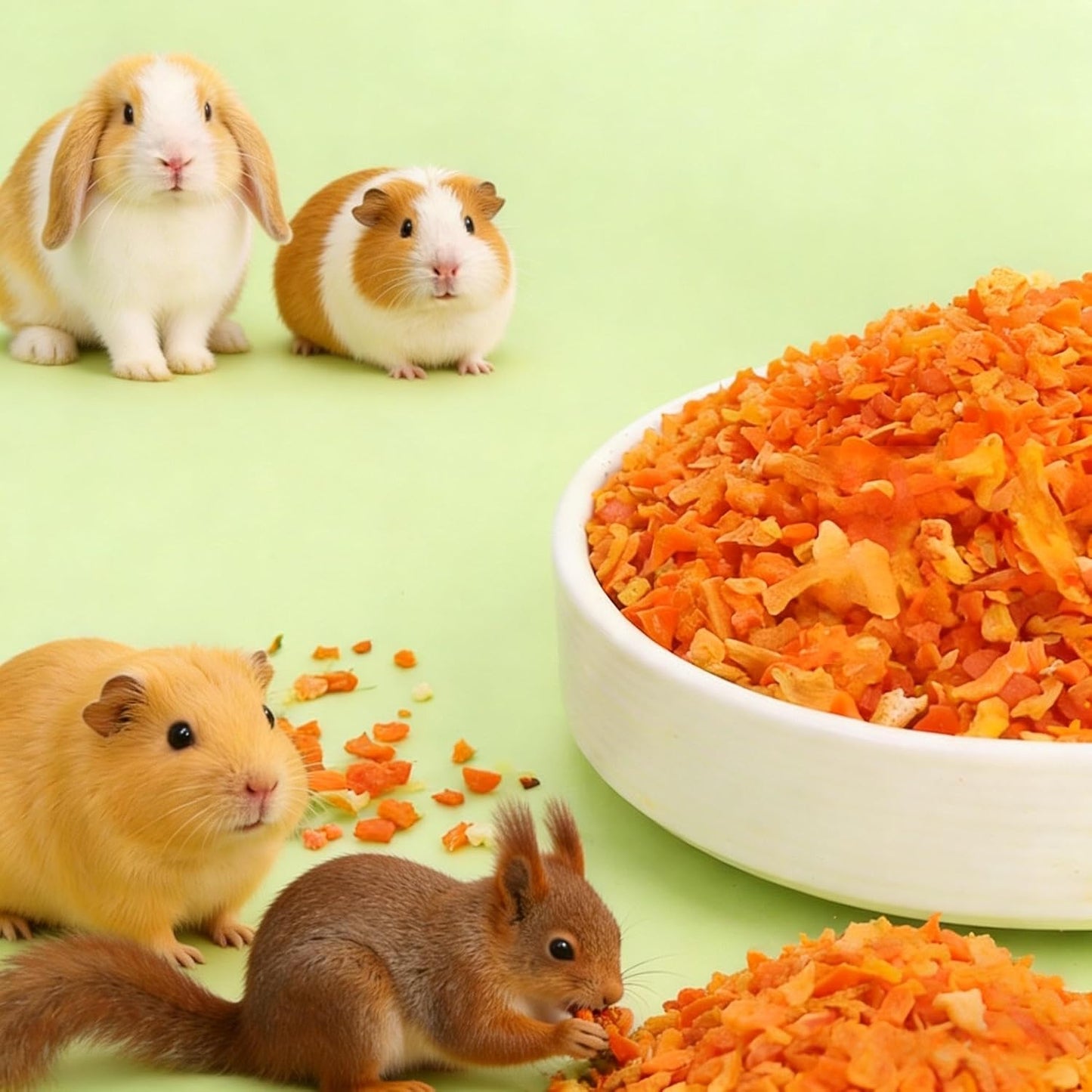 Freeze-Dried Carrot Granules Rabbit Chew Toys, Hamster & Gerbil Treats Bunny Treats Small Animal Molar Toys for Guinea Pig Hamster Bunny Chinchilla Gerbil, 200g / 7.05oz