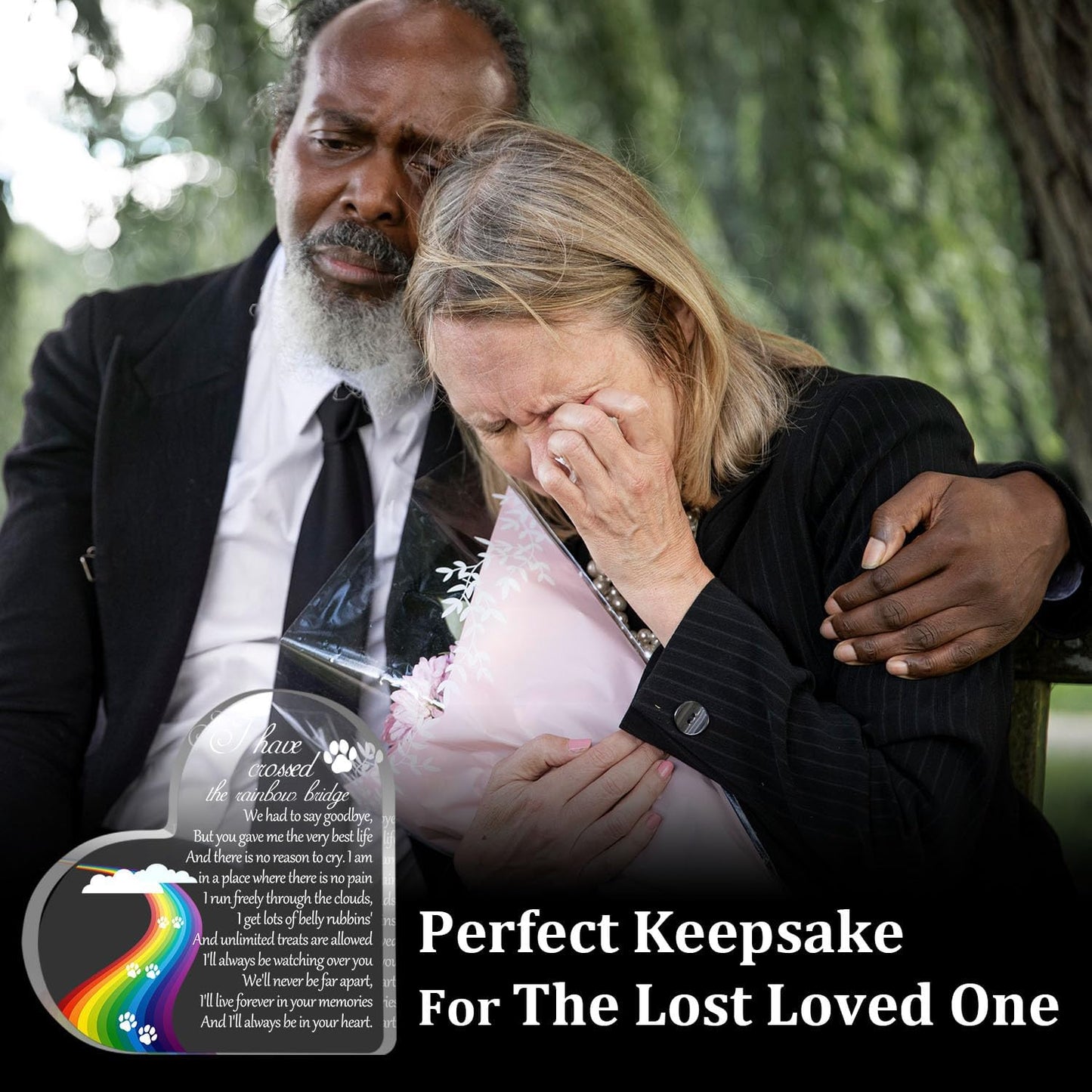 Pet Memorial Gifts, Sympathy Gift for Loss of Dog Cat, Pet Memorial Acrylic Rainbow Bridge Decorations Condolences Gifts for Pet Loss Remembrance Keepsake