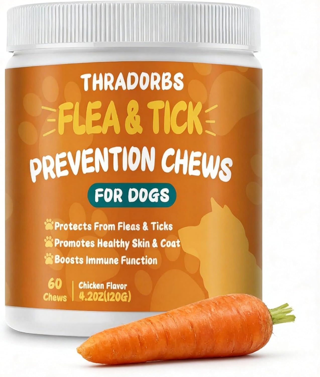 Flea and Tick Prevention for Dogs Chewables,Mouse, 60 Chews, Natural Dog Flea and Tick Treatment Chewable Supplement for All Breeds & Ages, Beef Flavor