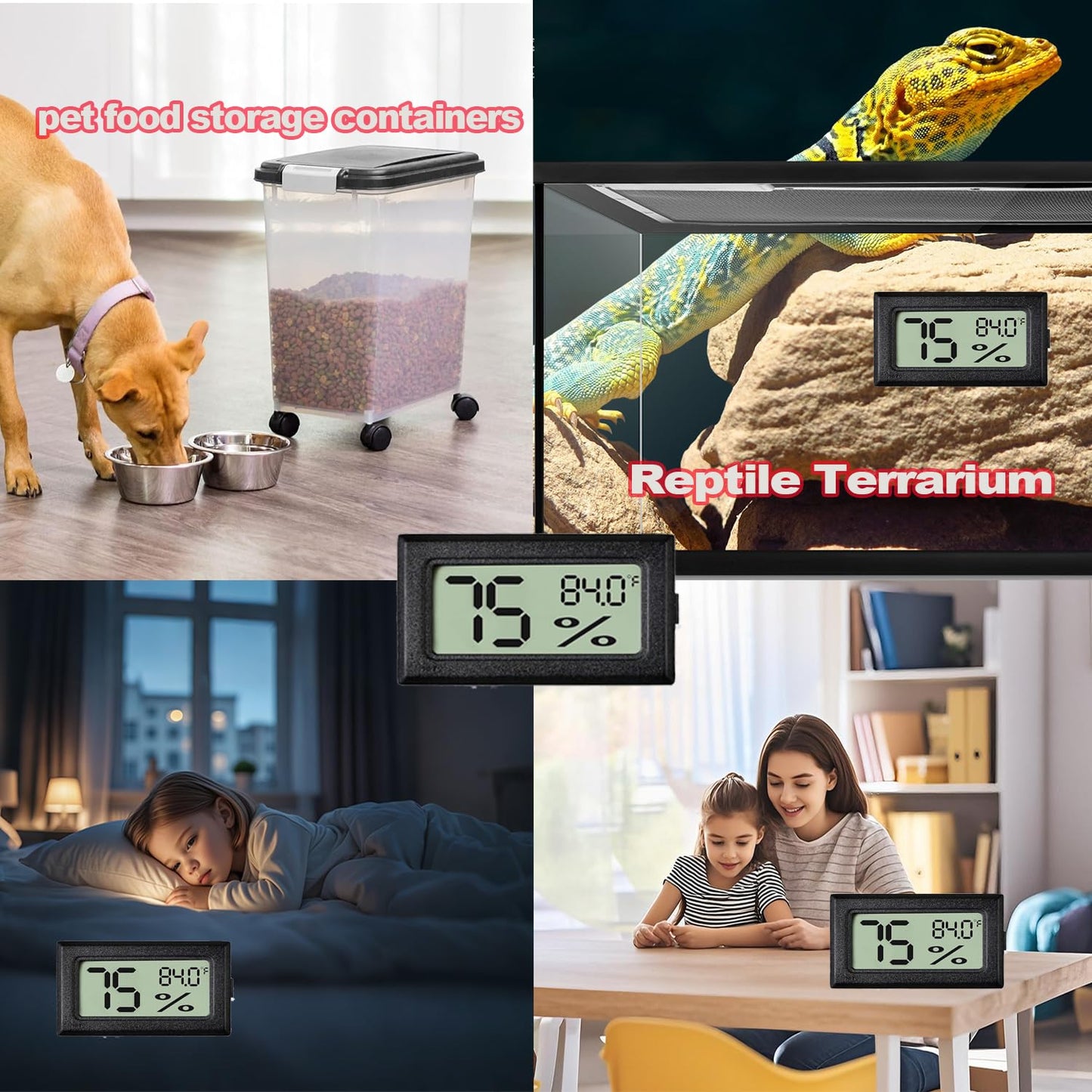 Reptile Thermometer and Humidity Gauge for Breeding Box Temperature and Humidity Monitor 3PCS Reptile Thermometer Hygrometer Adhesive for Amphibians,Reptiles Tank Accessories for Lizards Turtles