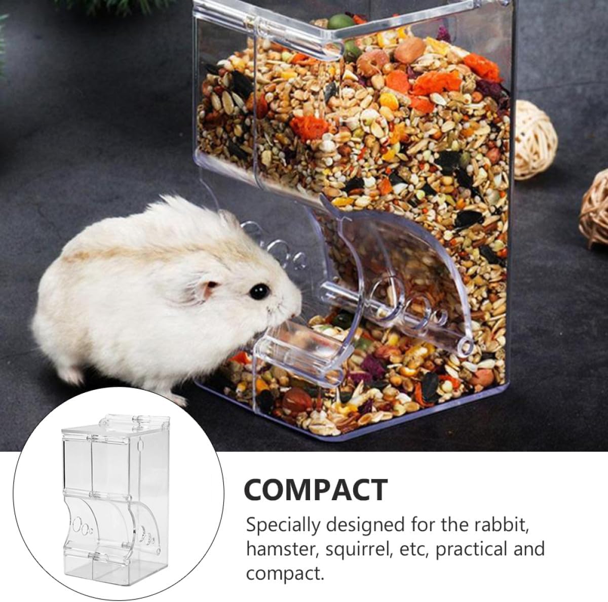 Automatic Hamster Food Dispenser Plastic Food Bowl, Anti-Spill Pet Feeder for Hamsters, Squirrels, and Small Animals, Refillable Feeding Bowl for Cage Use