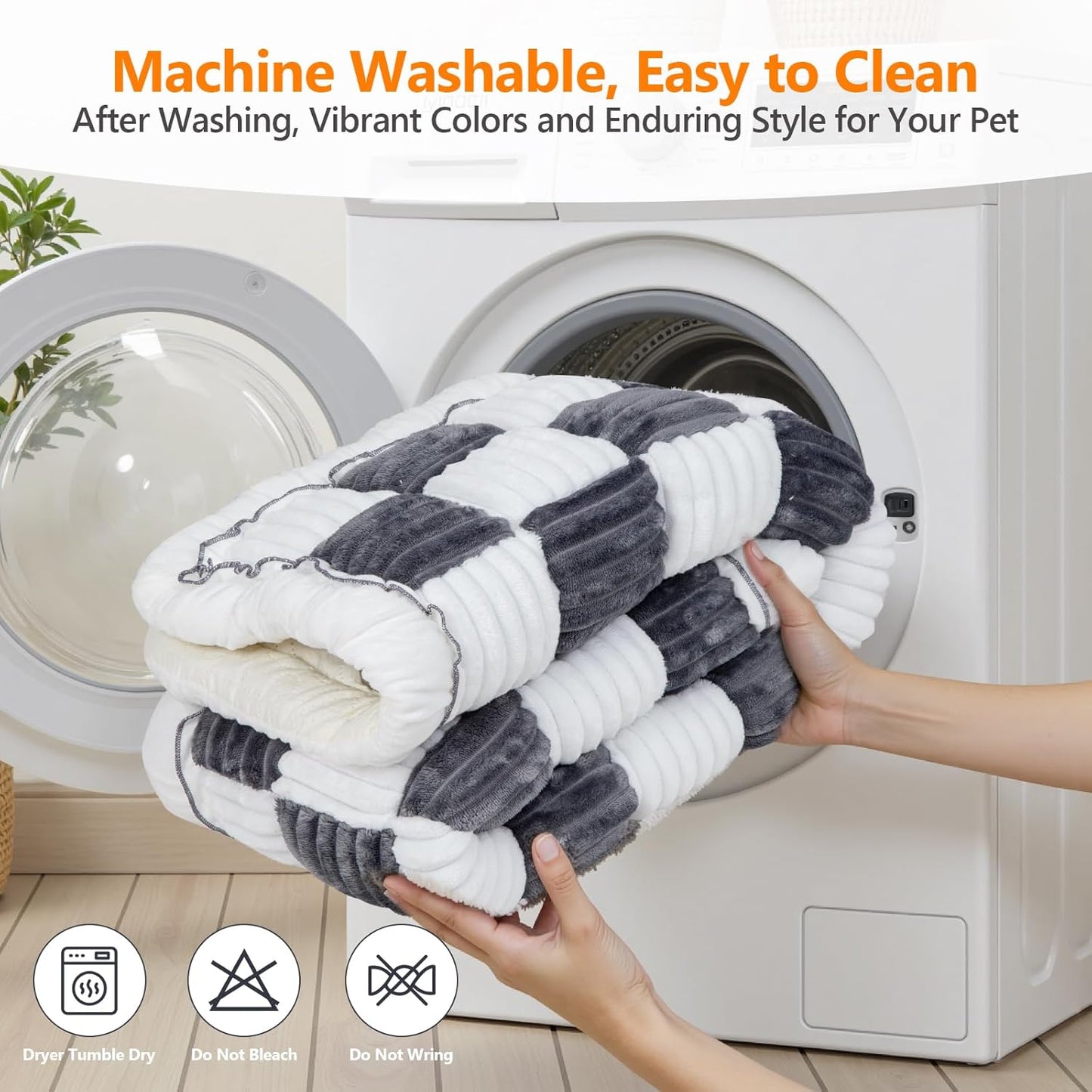 Back Seat Pet Bed Mat, Dog Car Bed for Large Dogs, Deluxe Plush Travel Beds with Anti-Slip Bottom, Custom Fit for Backseat Extenders and Seat Covers (Gray+White)