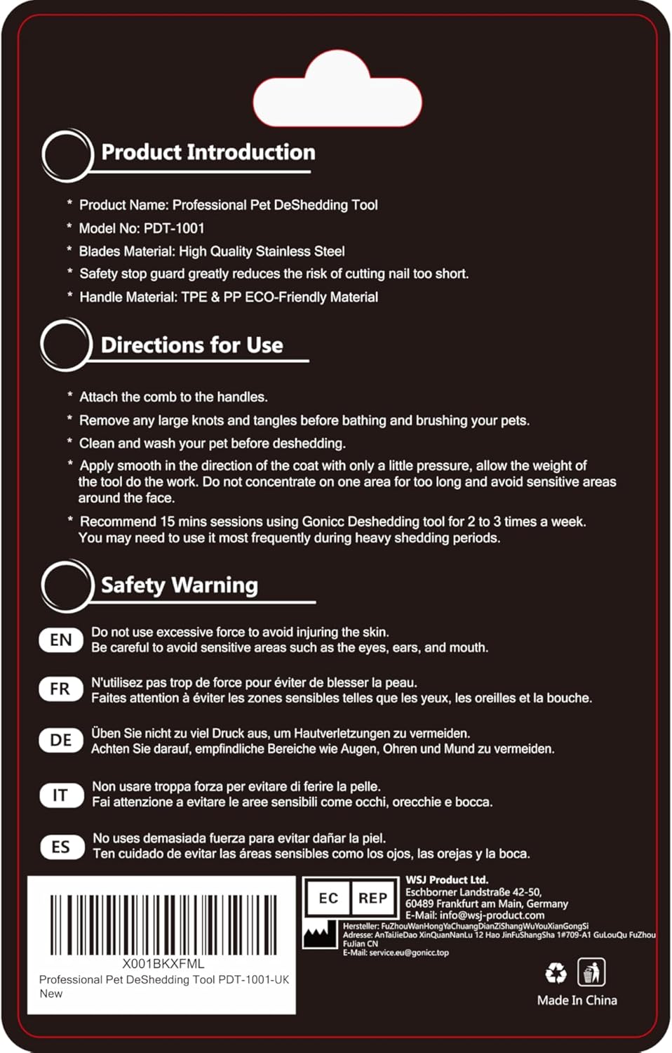 Gonicc PDT- 1001 Professional Pet De Shedding comb Tool Blue