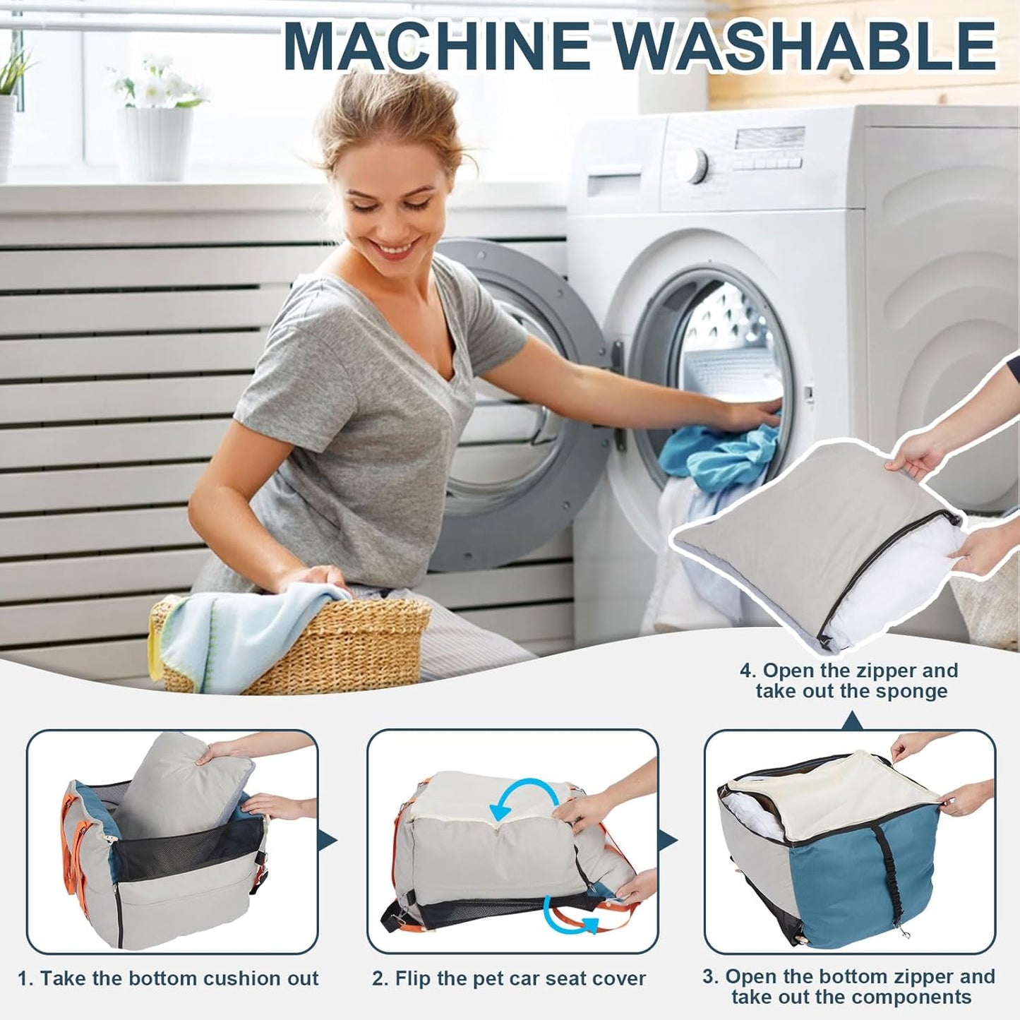 Ownpets Dog Car Seat for Small/Medium Dogs - Waterproof& Scratch-Resistant Dog Bed Car Seat, with Clip-On Safety Leash and Memory Foam Elevated Cushion,Up to 30lbs