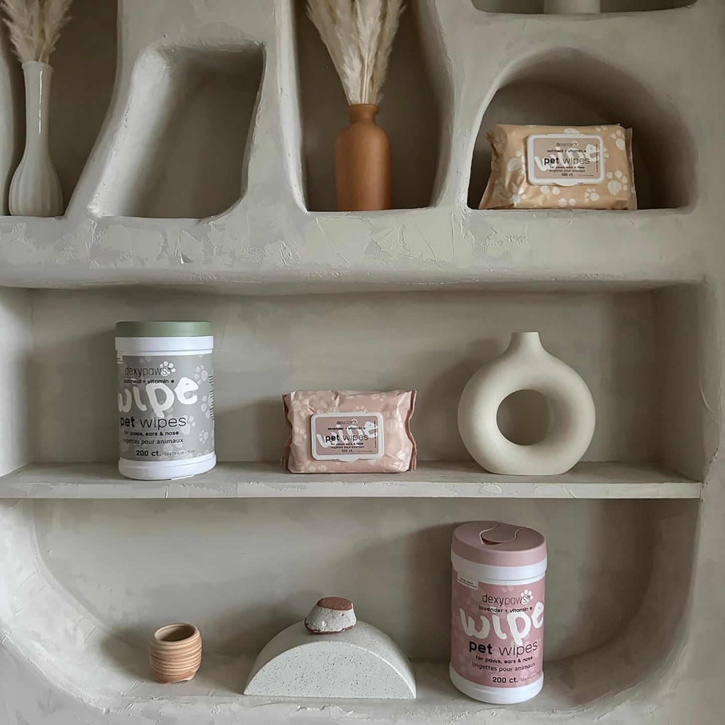 Dexypaws: Pet Wipes - Lavender & Vitamin E - 200ct Canister Cleansing Wet Wipes, Cats & Dogs Grooming Care, Paws-Face-Ears-Nose, Moist-Gentle-Portable