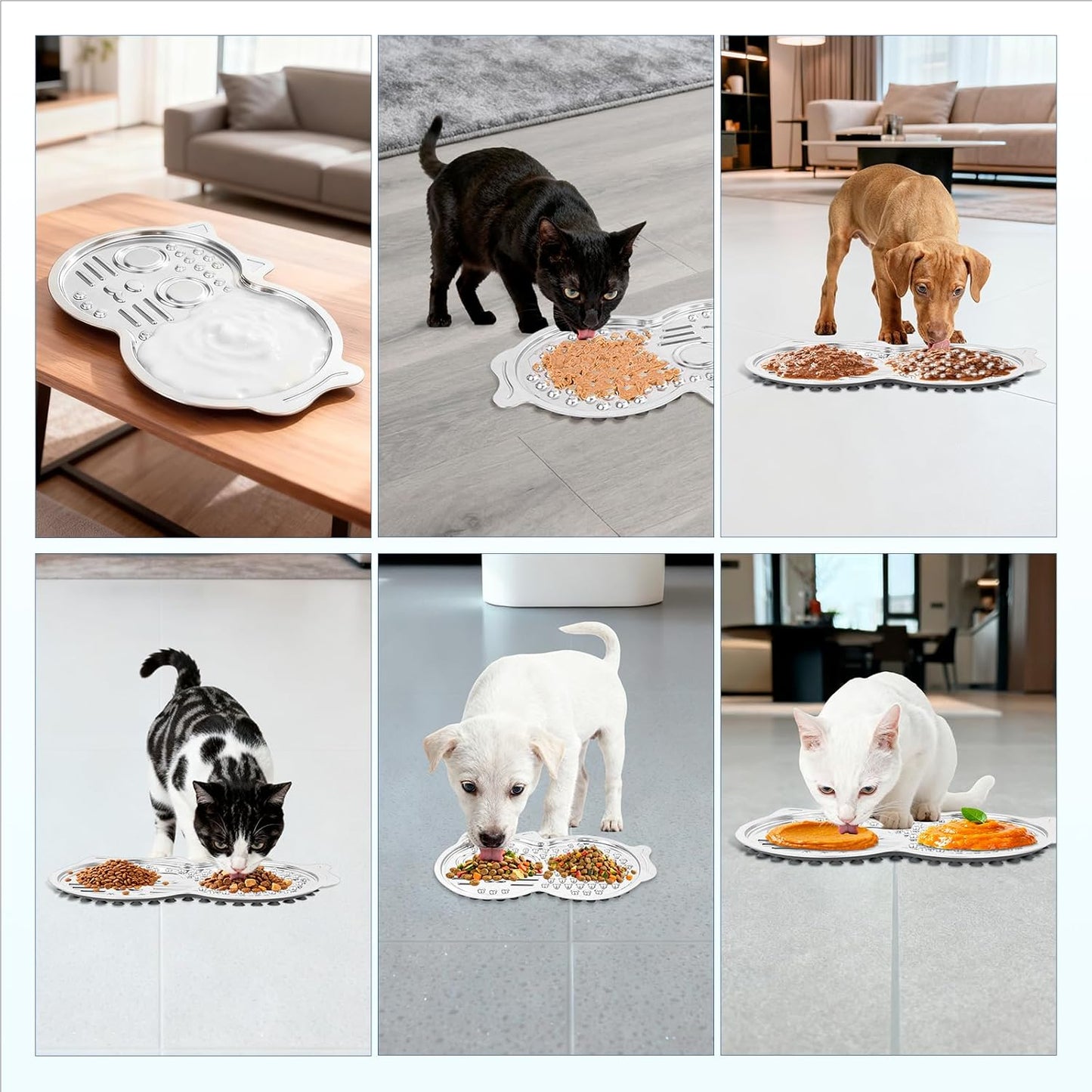 Stainless Steel Lick Mat for Dogs & Cats, Pet-Shaped Slow Feeder Pad, Chew-Proof, Non-Slip Large Licking Mat for Slow Eating, Stress Relief, Whisker Friendly for Cats