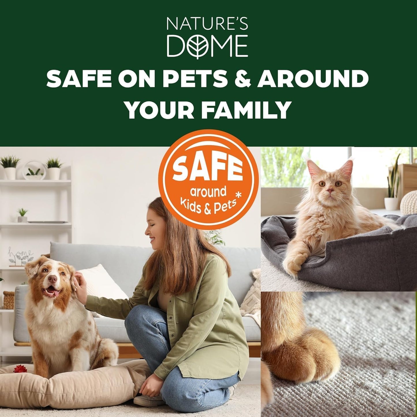 Nature’s Dome Flea & Tick Starter Kit – Makes 3 Bottles (16 oz Each) – Plant-Based, Eco-Friendly Formula – Kills & Repels Fleas, Ticks, Larvae & Eggs – Safe for Pets, Kids & Plants