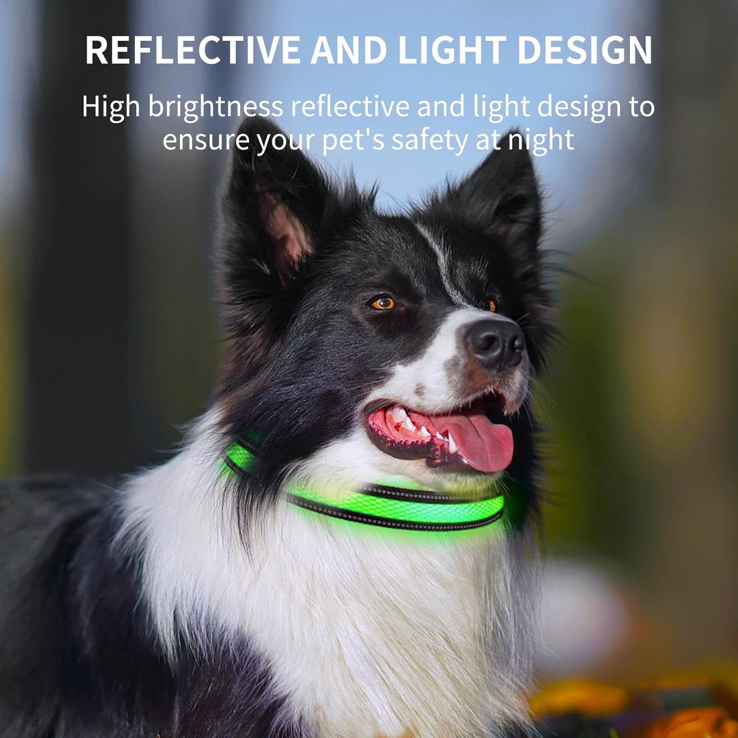 AirTag Dog Collar with QR Code & LED Light, IP68 Waterproof Rechargeable Pet Collar with Reflective Strips, Durable Airtag Holder for Medium/Large Dogs (Green, L(20-24 in))