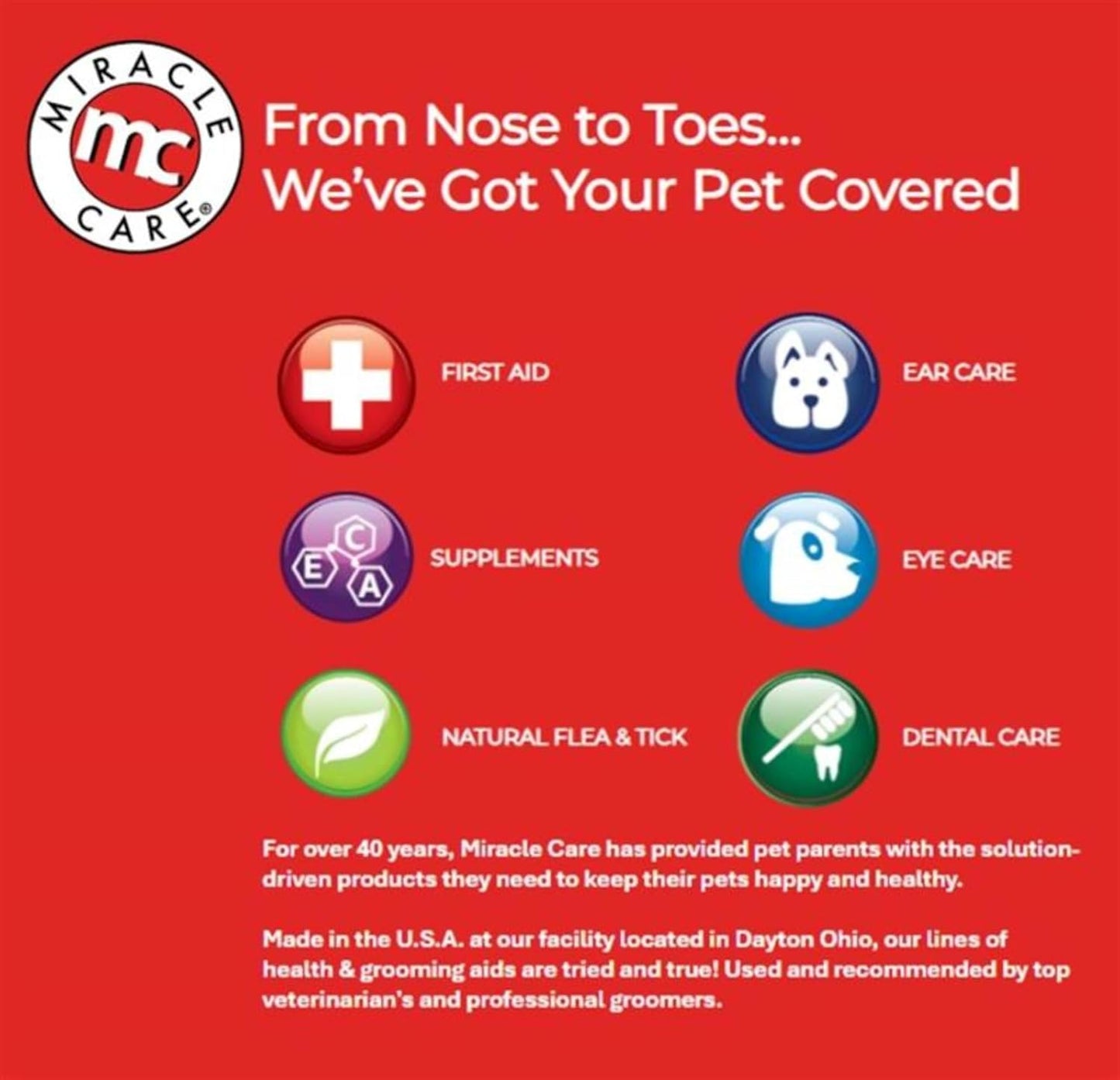 Miracle Care Ear Powder for Dogs and Cats, 12 Grams, Aids Hair Removal from Ear Canal, Keeps Ears Dry, Reduces Odor and Waxy Build Up