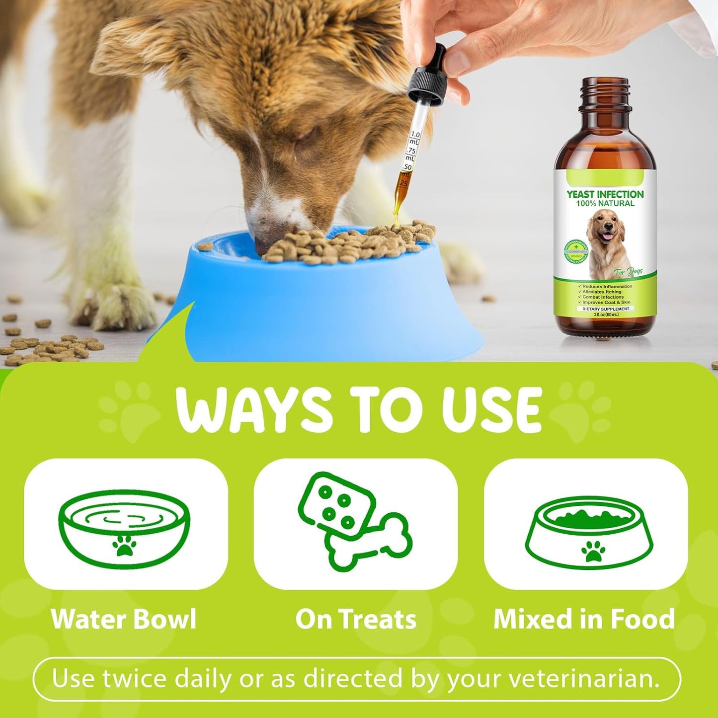 Natural Yeast Treatment for Dogs (2 Pack), Yeast Infection Treatment for Dogs, Supports Healthy Itch Relief, Dog Allergy Relief, Alleviates Itching, Improves Coat & Skin, Dog Herbal Supplement