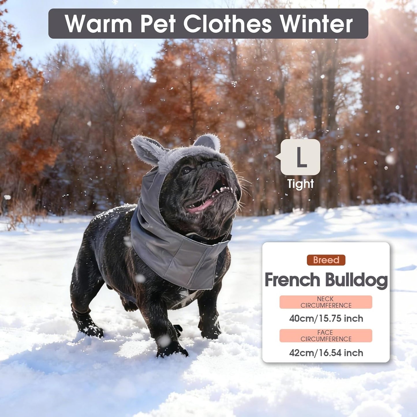 Kuoser Dog Winter Hat & Scarf Set, Pet Winter Warm Hooded Neck Gaiter, Dog Cold Weather Protection Neck Warmer with Fleece Lining