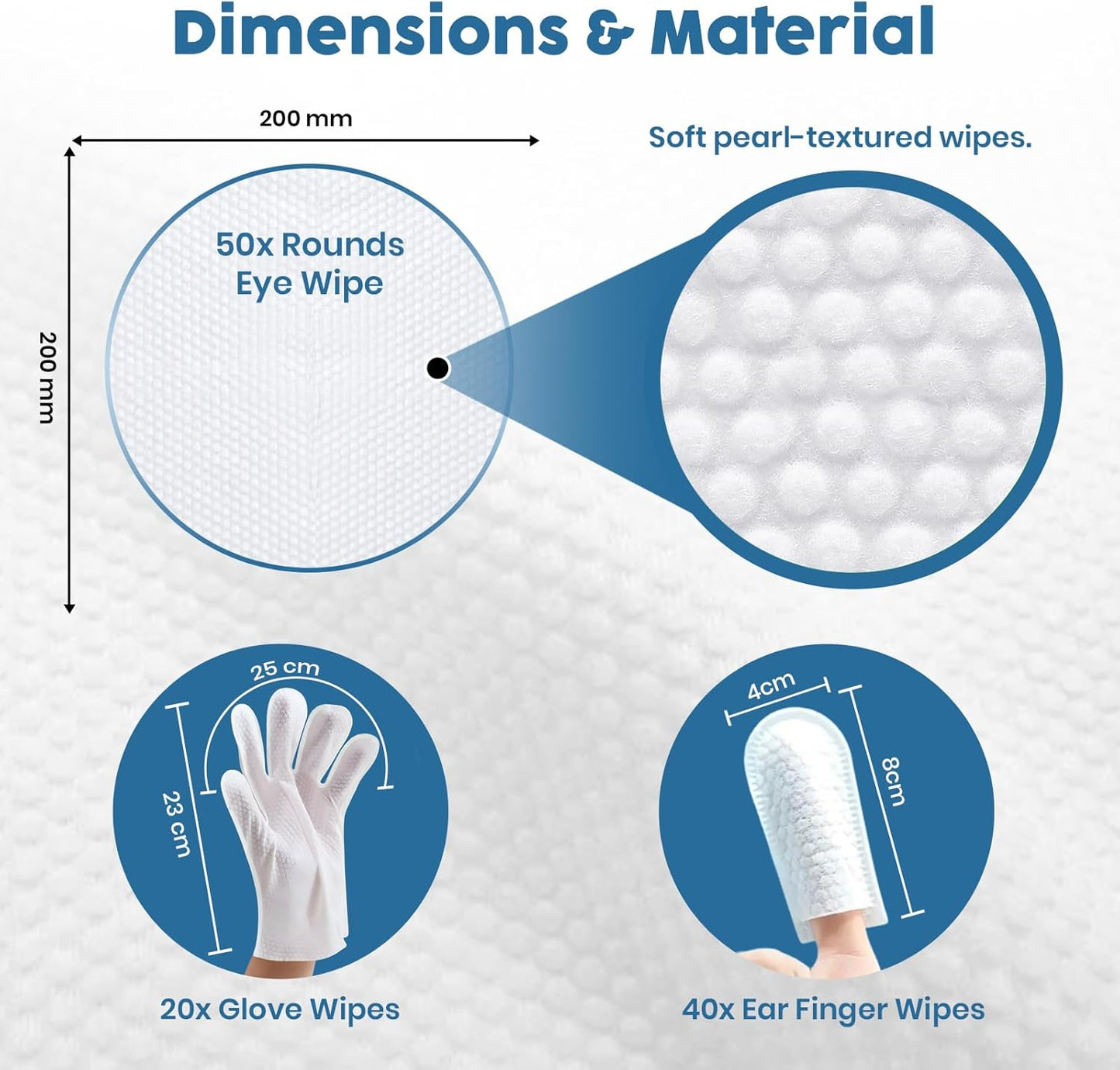 Pet Glove Wipes for Dogs & Cats – Dog Wipes for Paws, Butt, Ears & Eyes – Instant Bath Gloves, Gently Remove Tear Stains, Ear Wax & Dirt – Pet Grooming Kit (20 Glove Wipes, 40 Ear Wipes, 50 Eye Wipes)