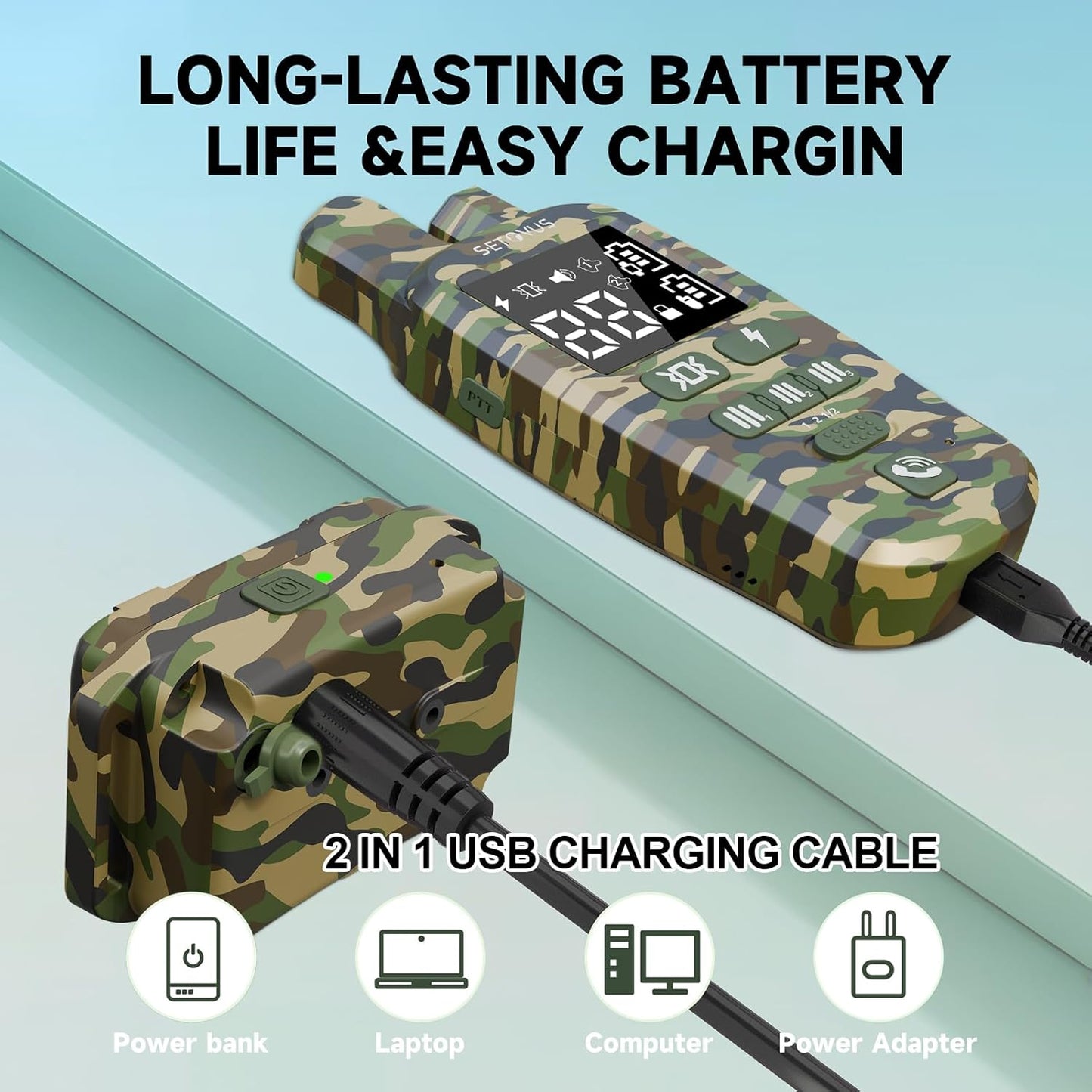 Shock Collar for Dogs, 2 Dogs Training Collar, 4500 FT Waterproof Bark Collar, Rechargeable Electric Collar with Recording & Calling & Vibration & Shock for All Breeds (Camo)