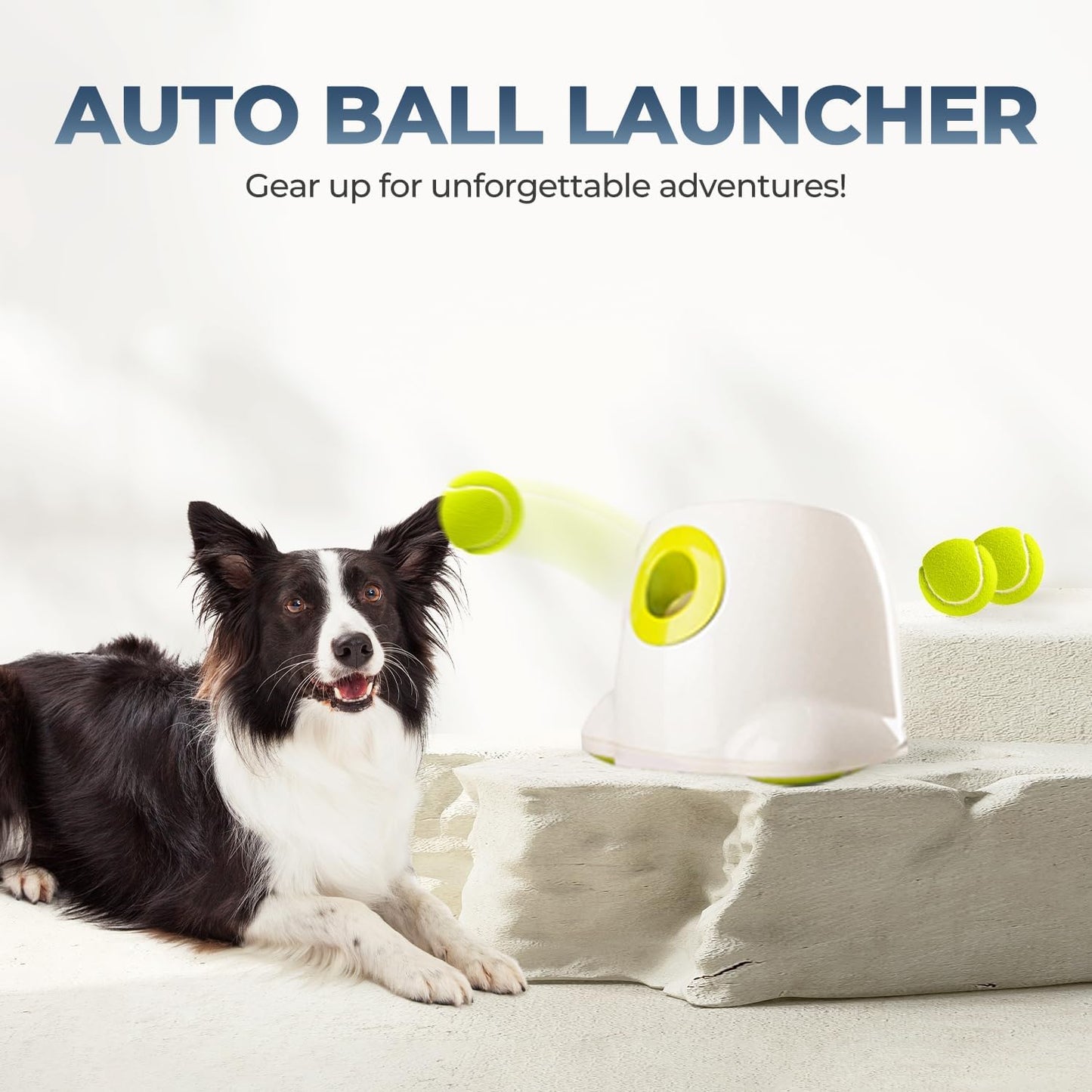 ALL FOR PAWS Automatic Ball Launcher for Dogs Interactive Puppy Pet Ball Outdoor Thrower Fetch Machine, 6 Balls Included (2.5 inch) for Medium to Large Dogs, Rechargeable Battery