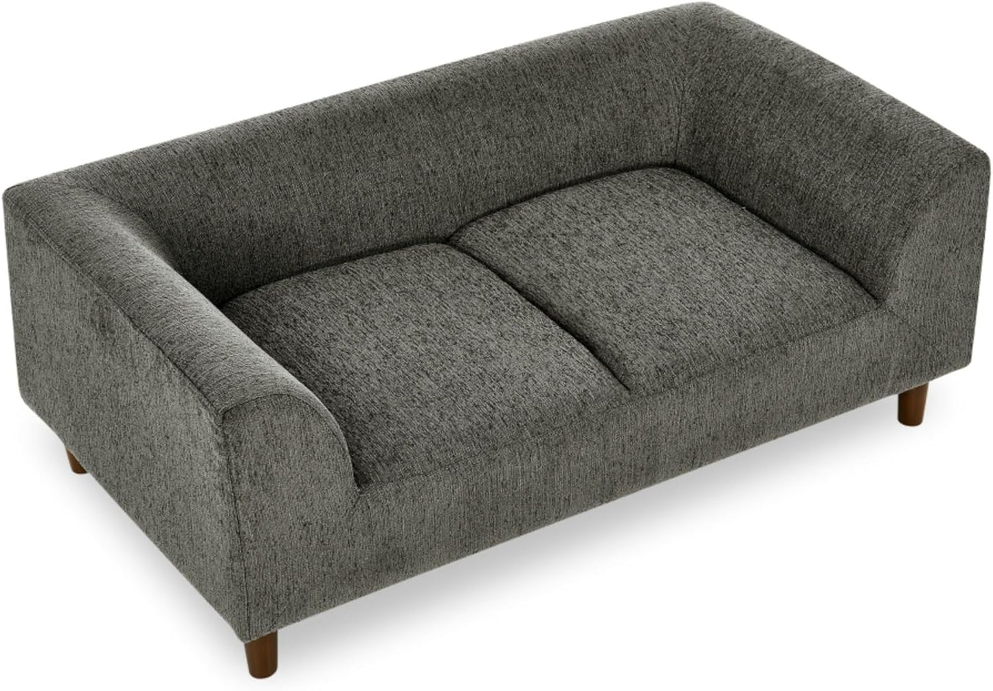Mid-Century Modern Supportive Rectangular Pet Furniture Sofa with Backrest Armrests Cushioned Comfort Lounge Bed for Medium Large Dogs Indoor Living Room Accent Piece Durable Stable Design (Dark Grey)