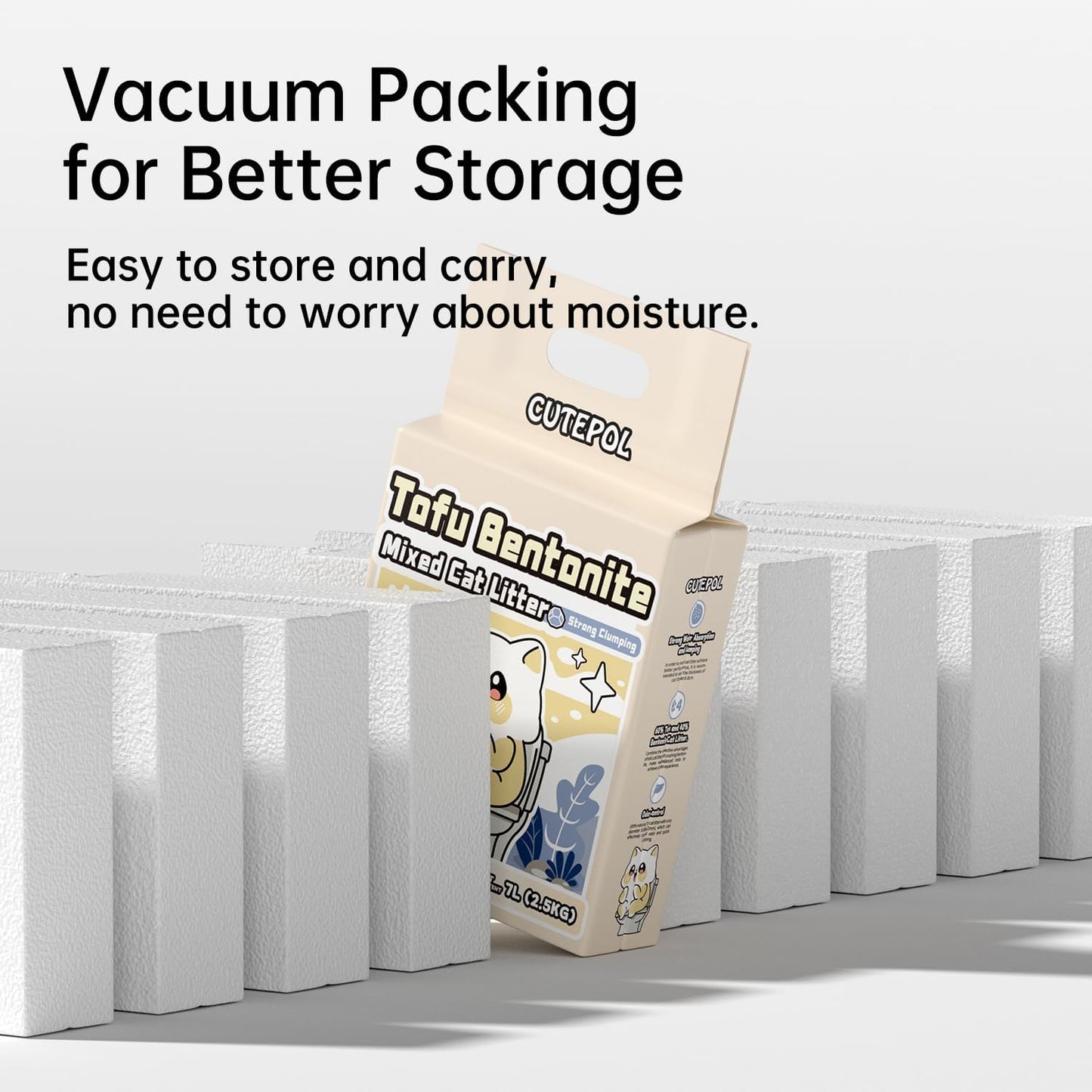 Mixed 4-in-1 Clumping Cat Litter 16.5 lb, Odor Control and Rapid Clumping, Water Absorbent and Flushable, Dust-Free, Multi-Cat, Bentonite Tofu Cat Litter, Jasmine Scent, 5.5lb/Pack