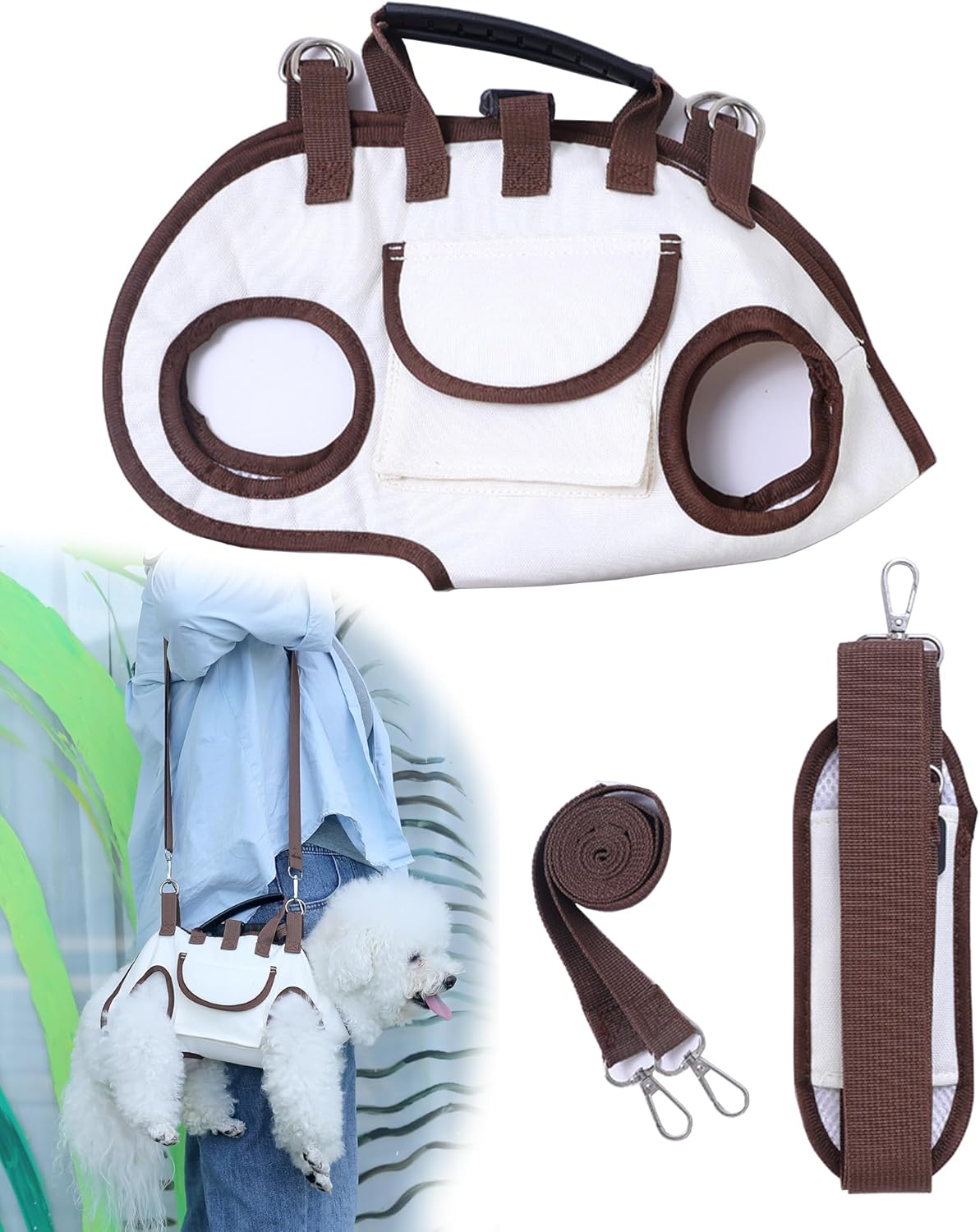 Carry Sling for Small Dogs,Breathable Dog Carrier Bag,Portable Pet Carrier Sling with Adjustable Leash (M, 8.8~14.3 lbs)