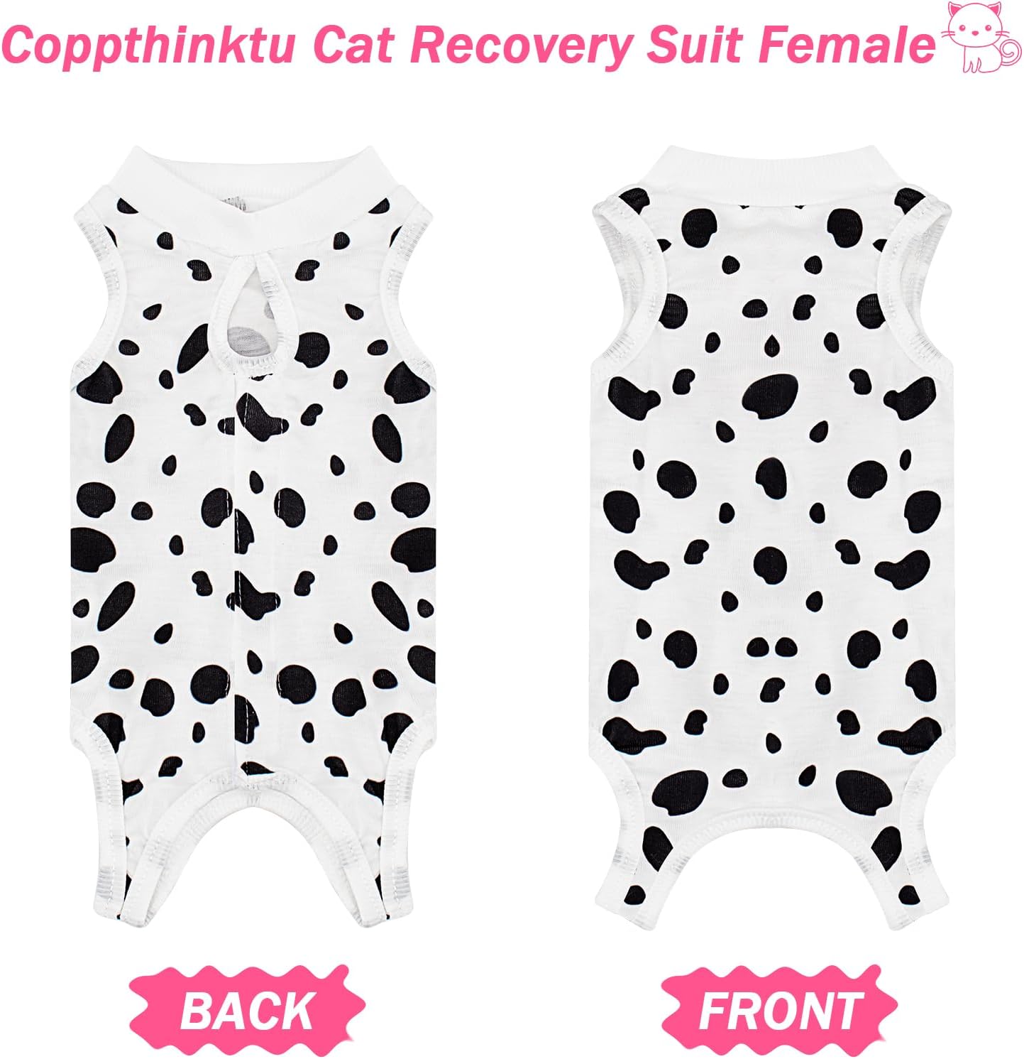 Coppthinktu Cat Recovery Suit Female Cats Onesie for Cats, Breathable Cat Surgery Suit for Surgical Abdominal Wounds Skin Diseases, Cute Kitten Spay Recovery Suit E-Collar Alternative Anti Licking