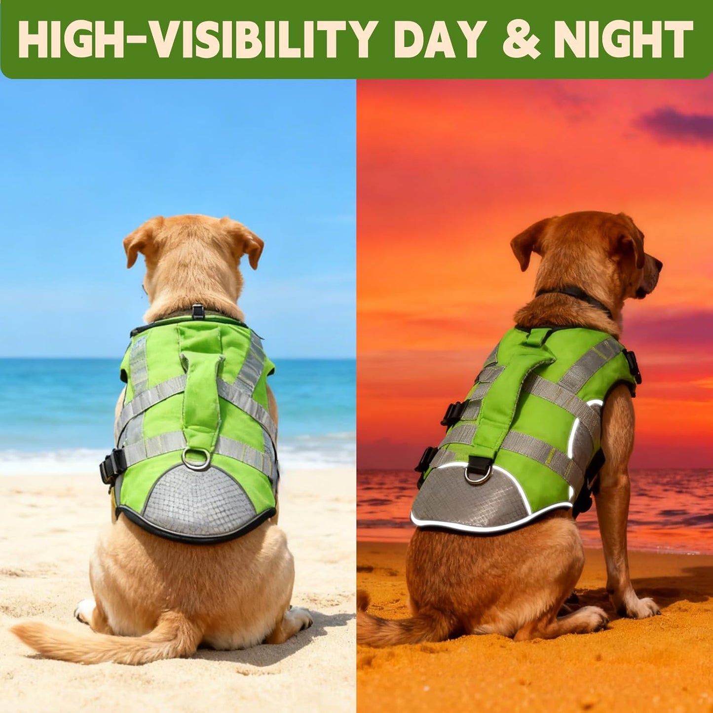 Dog Life Jacket with Reflective Stripes, Adjustable Pet Life Vest M for Swimming, Dog Life Jacket, Doggy Life Jackets, High Buoyancy &Visibility for Most Dogs