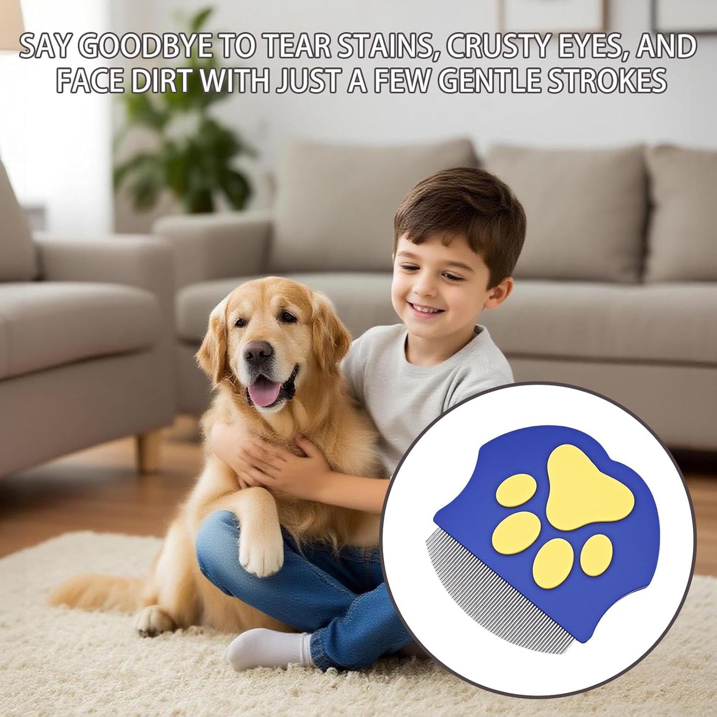 Pet Eye Comb, Gentle Round Head Stainless Steel Tool for Grooming Around Eyes, Cleans Away Debris for Cats and Dogs, Portable for Daily Care