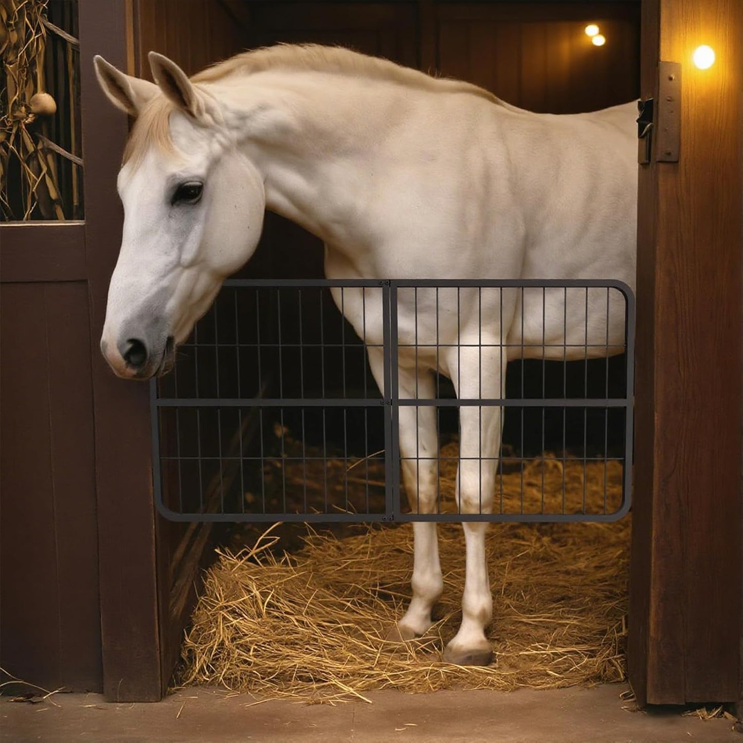 48 x 24 inches Stall Guards for Horses, 4 inches Thickened Horse Stall Gates, Heavy Duty Steel Yoke Design Fits Anxiety Horses, Standard Barn Doorways, Stall & Muck Supplies