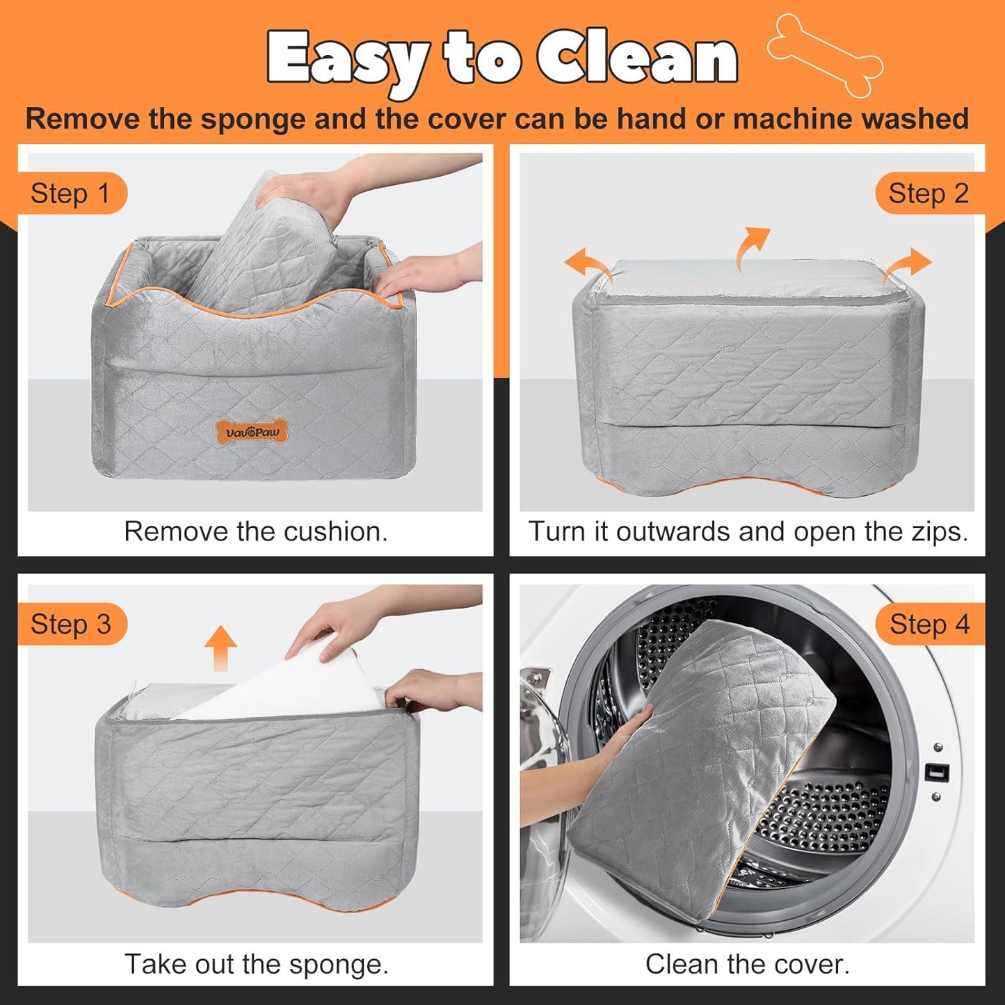 Small Dog Car Seat, Waterproof Dog Booster Seat with Thick Cushion & Safety Leash, Removable Car Back Seat Bed for 1 Small Dogs Under 25lbs, Pet Car Seat for Travel, Gray