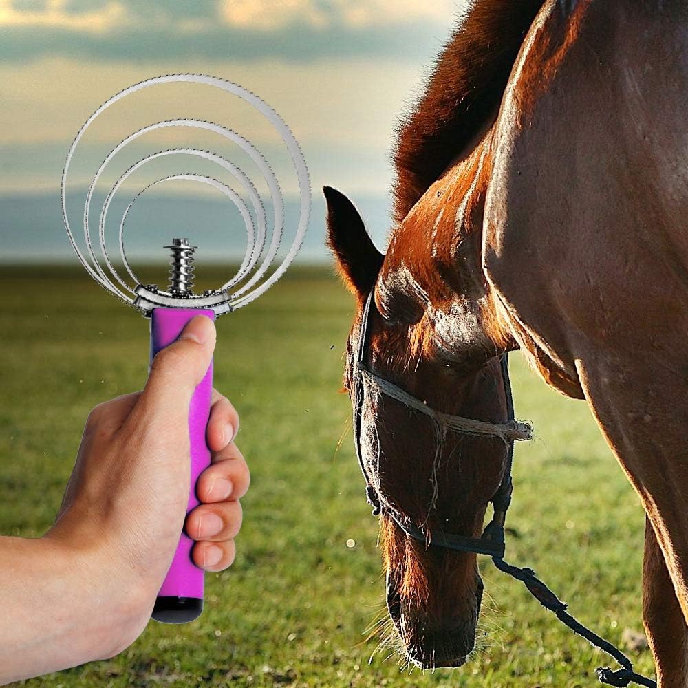 Reversible Stainless Steel Curry Comb with Soft Touch Grip (Pink)