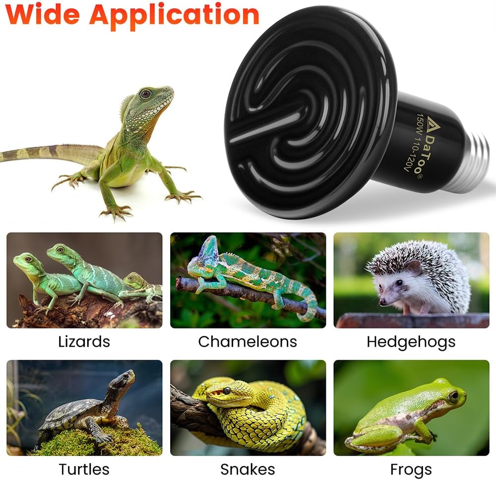 Ceramic Reptile Heat Lamp 150W Ceramic Heat Emitter E26 No Light Night Heat Bulb for Reptile Terrarium Tank Lizards Snakes Hedgehogs Turtles Cats Dogs Chicken(2 Pack)