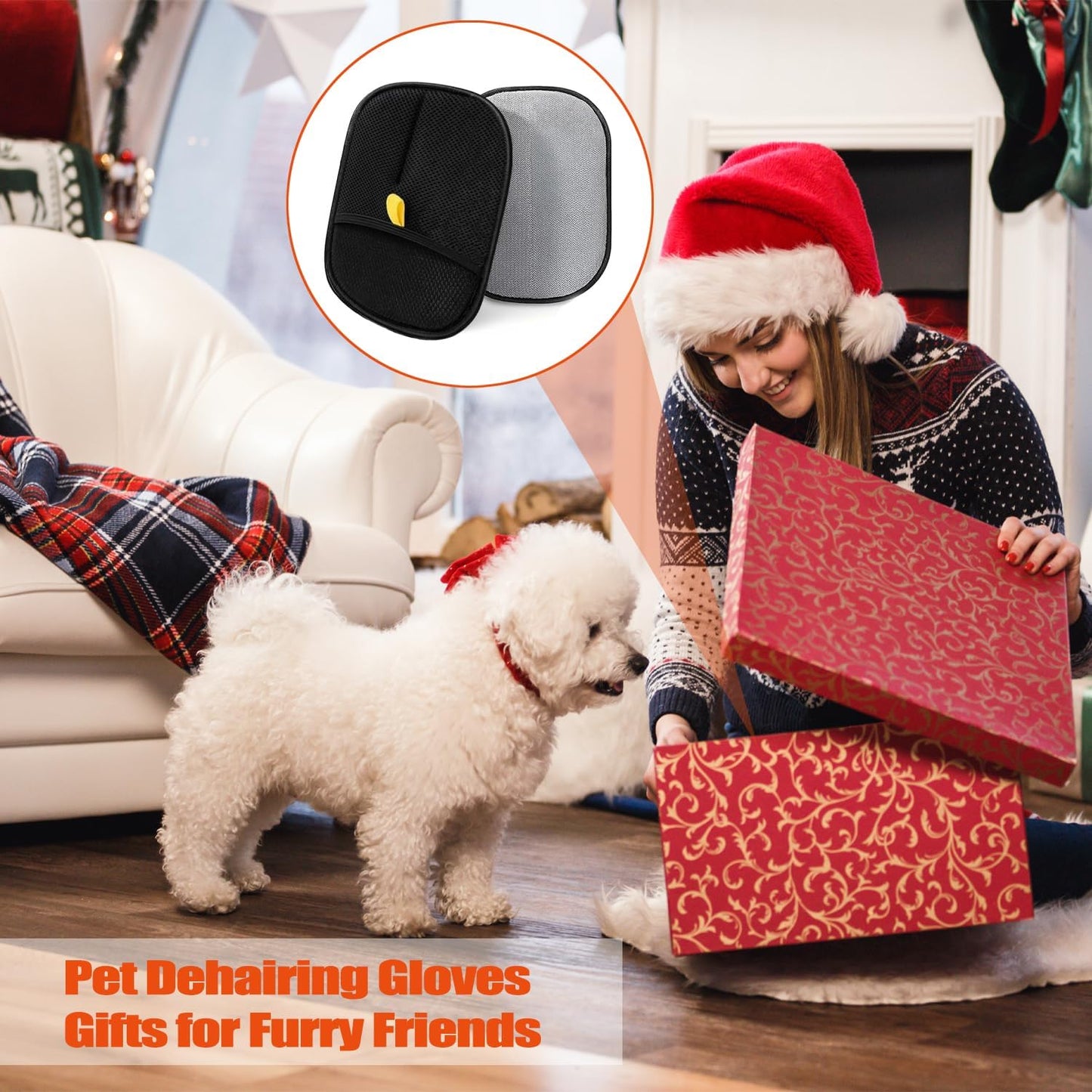 Pet Hair Remover Glove, Reusable Cat Dog Electrostatic Hair Remover Grooming Glove Tool, Double-Sided Static Pet Hair Removal Glove Suitable for Bed Sheets, Sofas