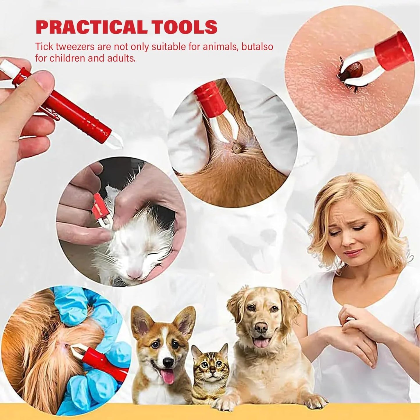 Tick Remover Tool Pen 3Pcs/Set Portable Lightweight PP Handheld Tick Tweezers Catching Pen for Dogs and Cats Remover Tool