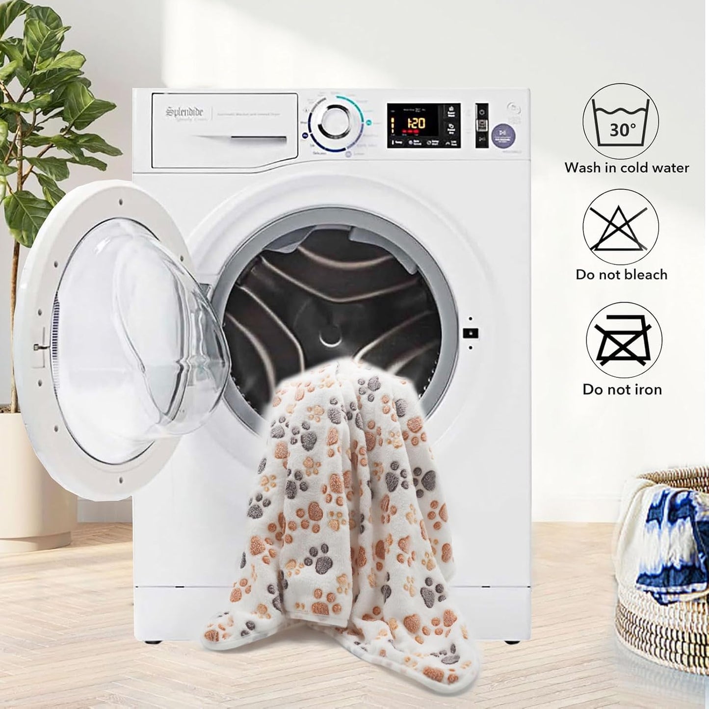 1 Pack 3 Small Puppy Blankets Super Soft Warm Sleep Mat Fluffy Premium Fleece Pet Blanket Flannel Throw for Dog Puppy Cat - White Paw Print Small(23"x15")